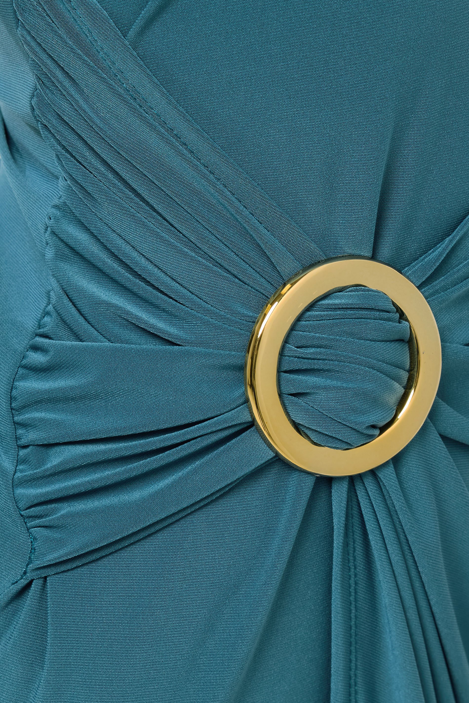 LTS Tall Teal Green Jersey Drape Long Sleeve Buckle Dress | Long Tall Sally 4