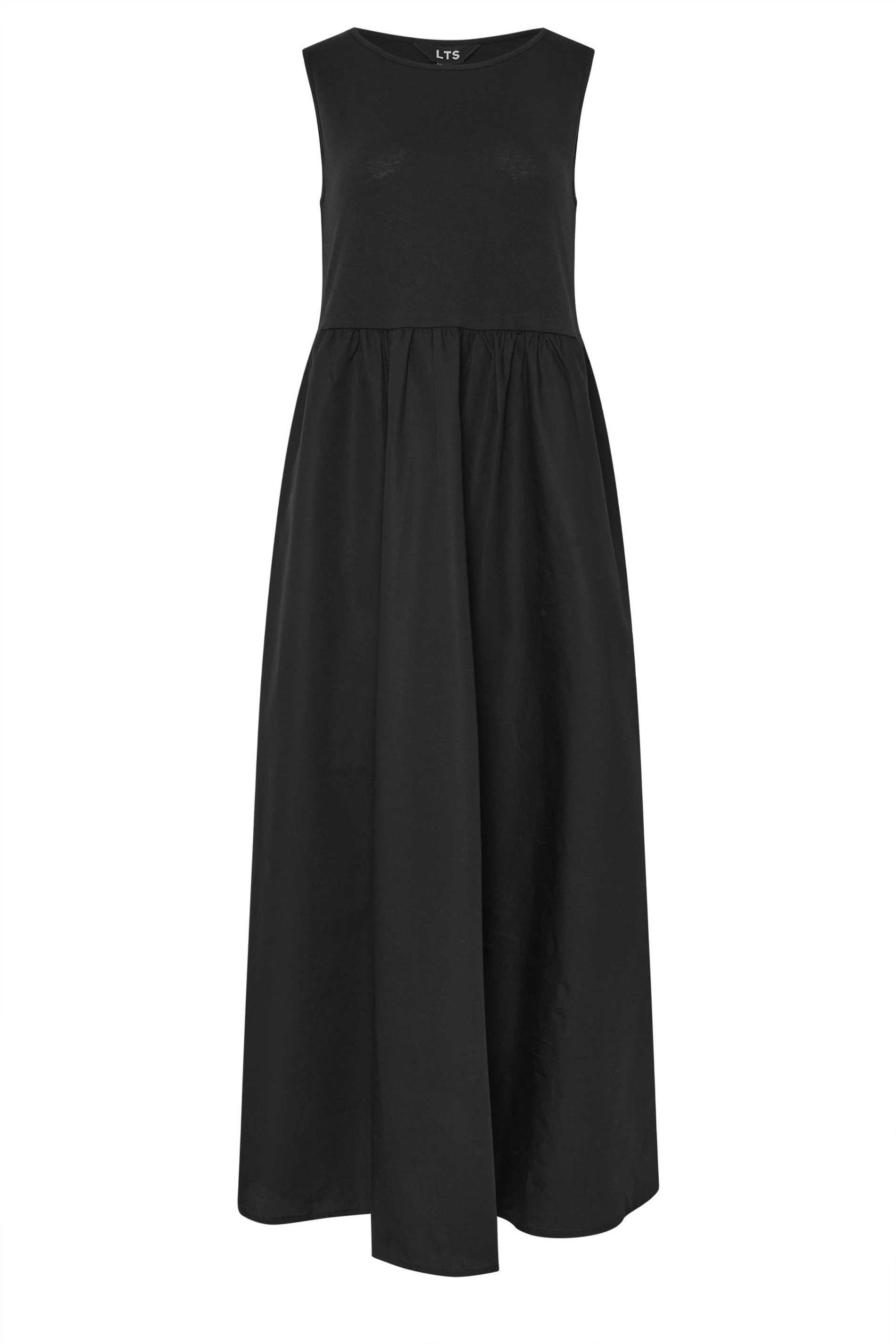 LTS Tall Black Jersey & Woven Mix Fabric Midi Dress | Long Tall Sally 5