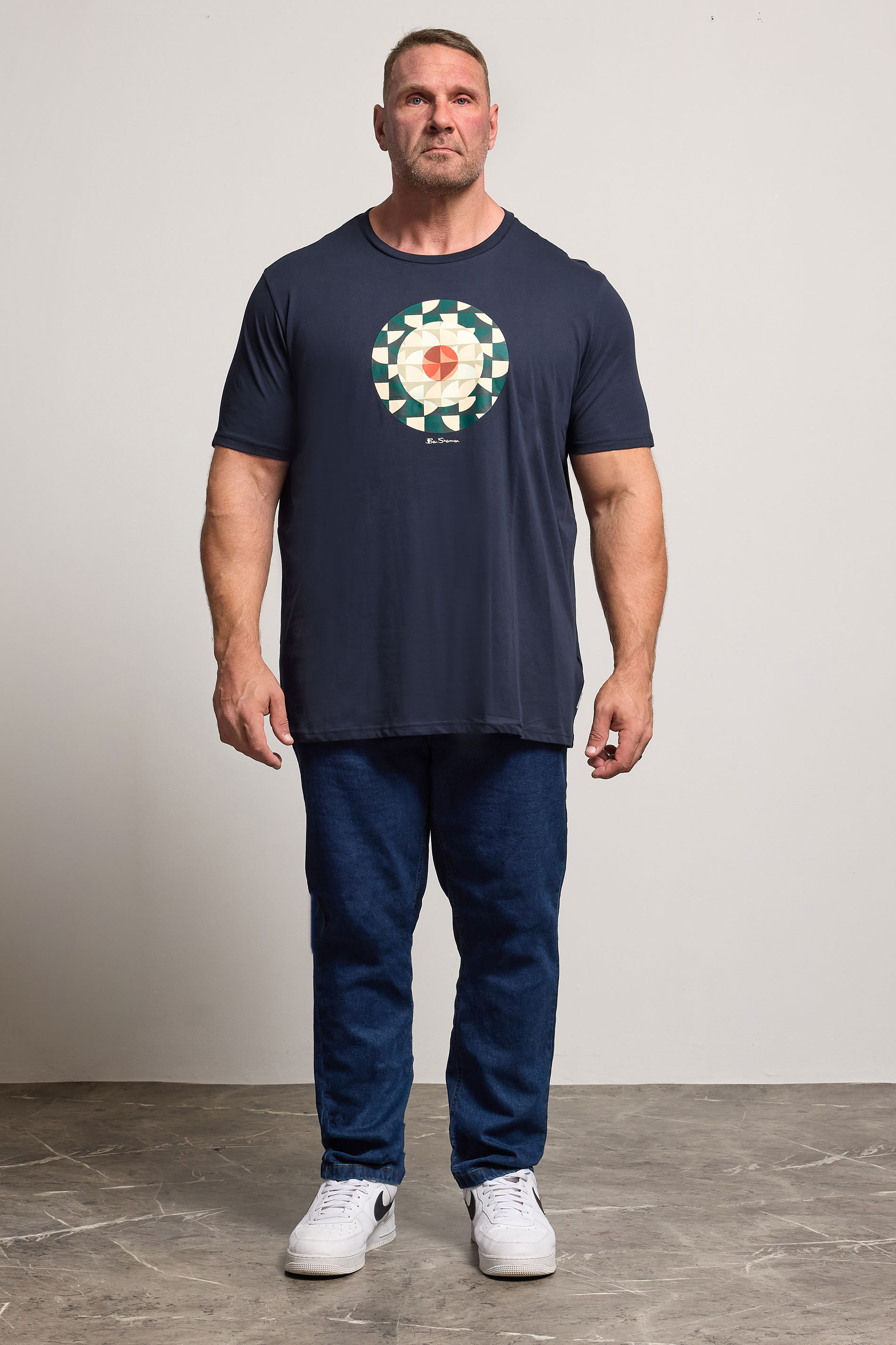 BEN SHERMAN Big & Tall Navy Blue Signature Target Printed T-Shirt | BadRhino 2