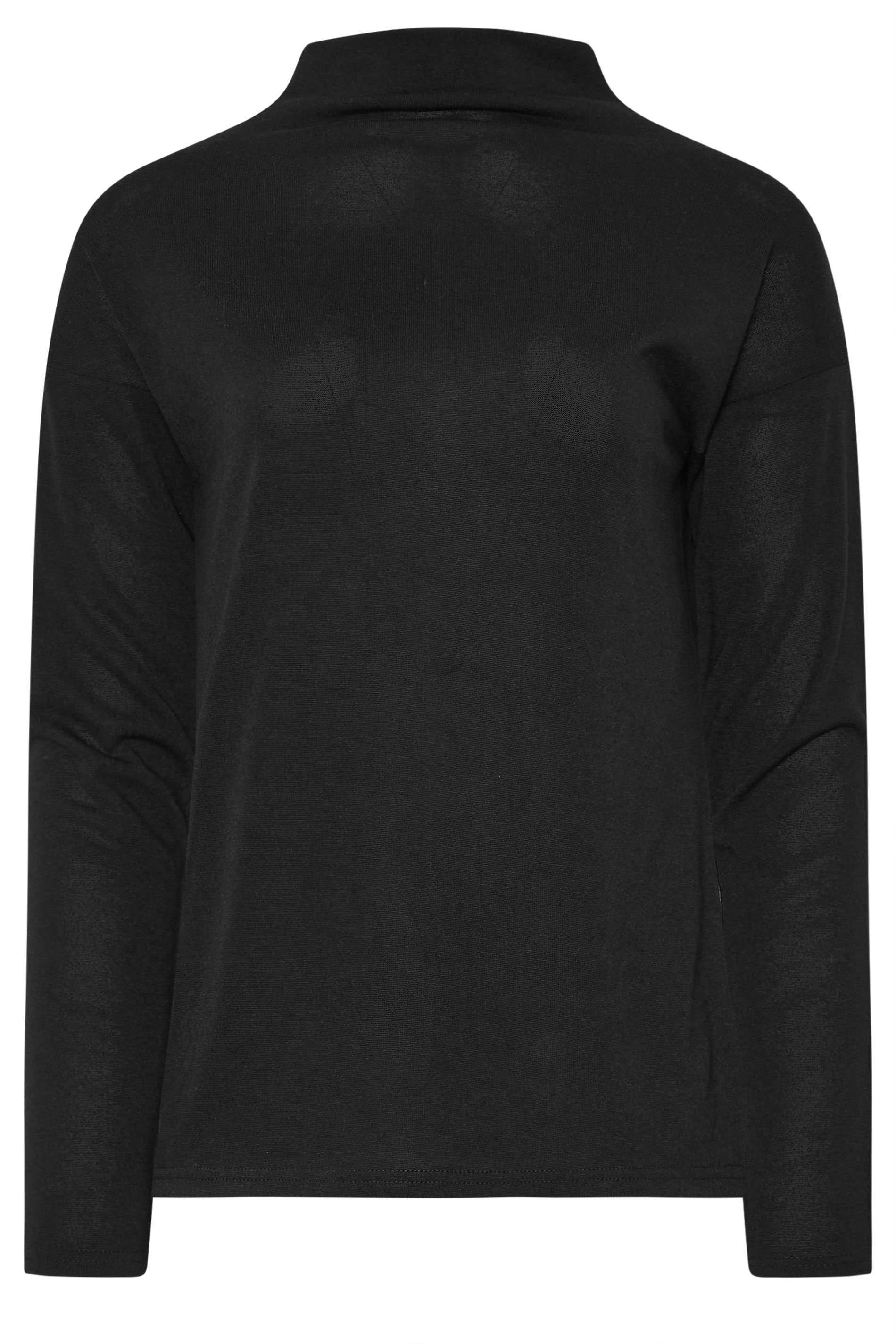 LTS Tall Black Knit Funnel Neck Top | Long Tall Sally 5