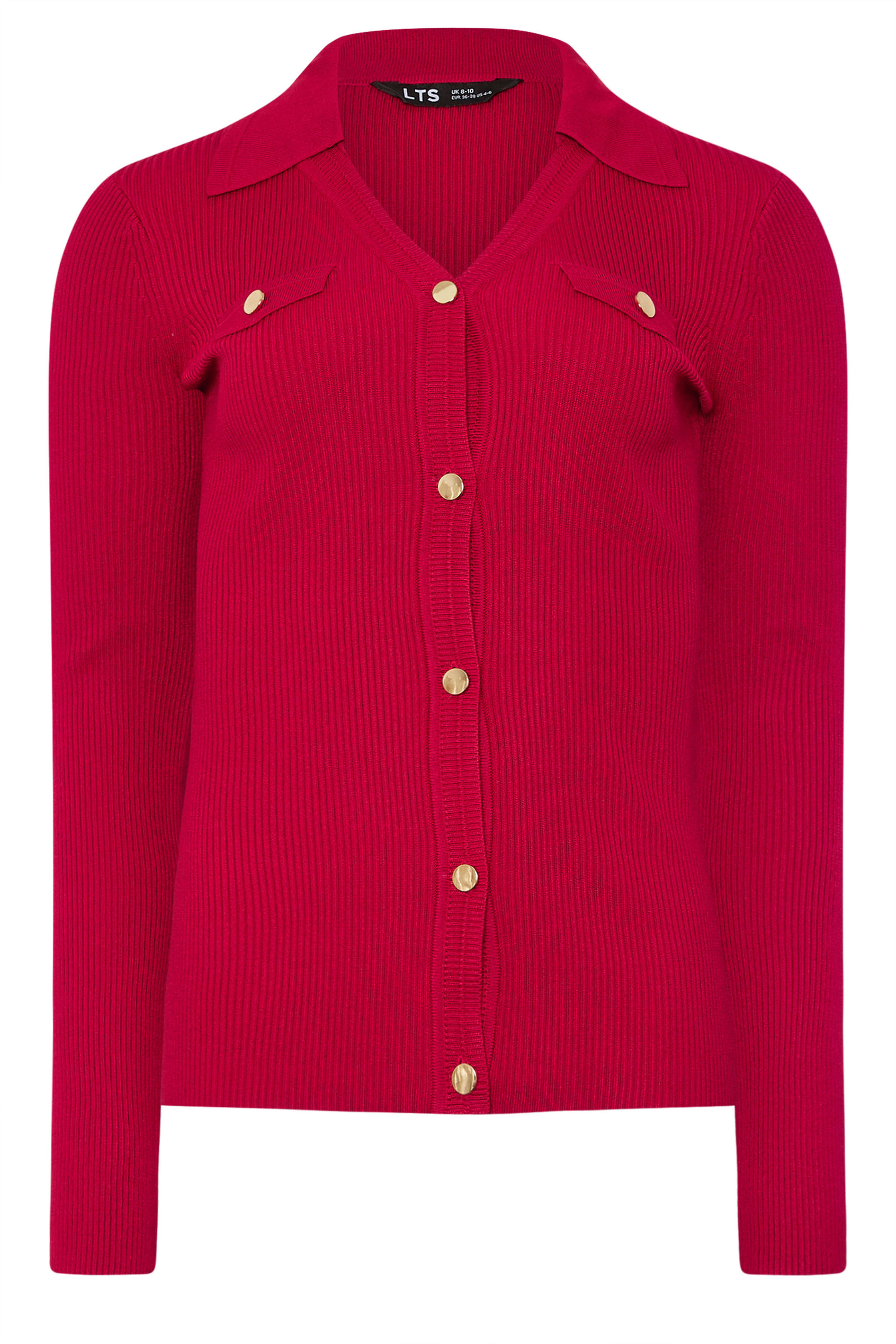 LTS Tall Red Ribbed Button Detail Top | Long Tall Sally 5