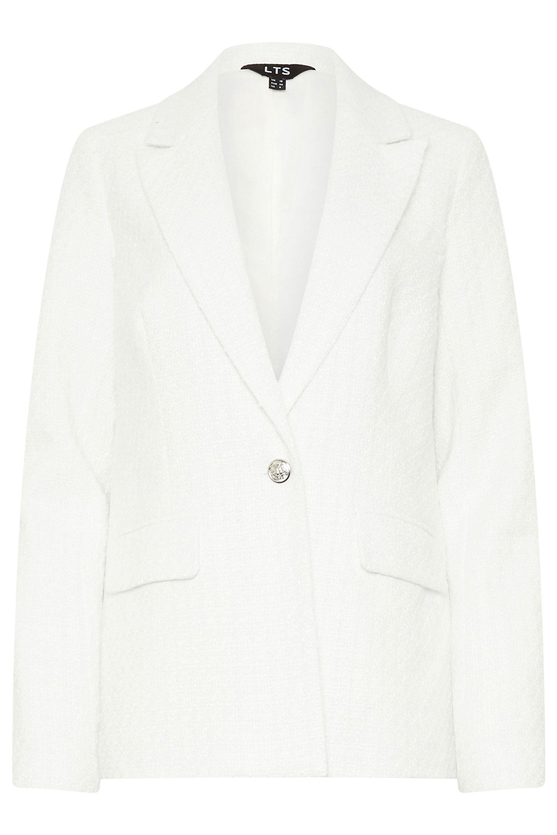 LTS Tall Ivory White Tailored Boucle Blazer | Long Tall Sally 6