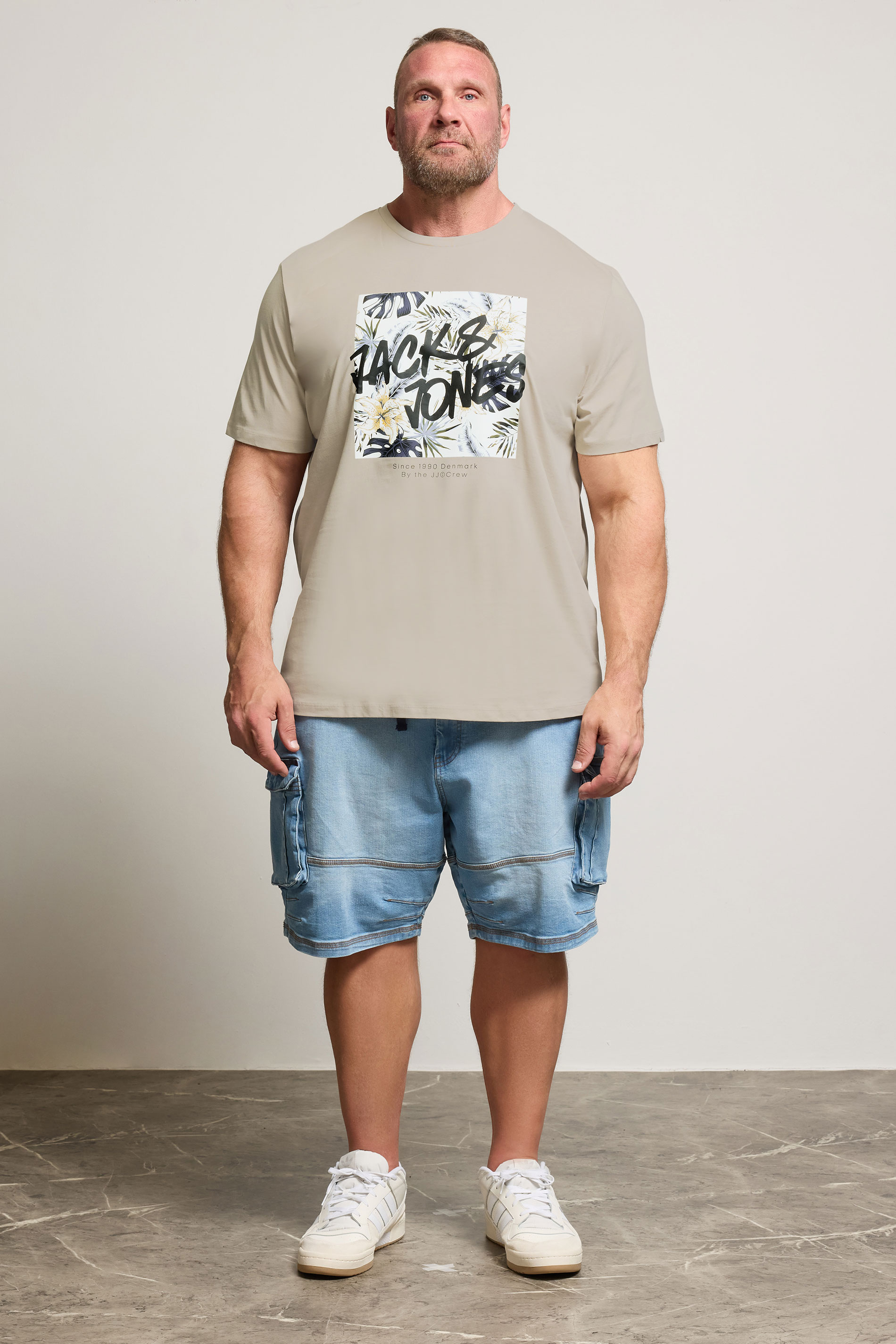 JACK & JONES Big & Tall Natural Brown Hawaiian Graphic T-Shirt | BadRhino 2