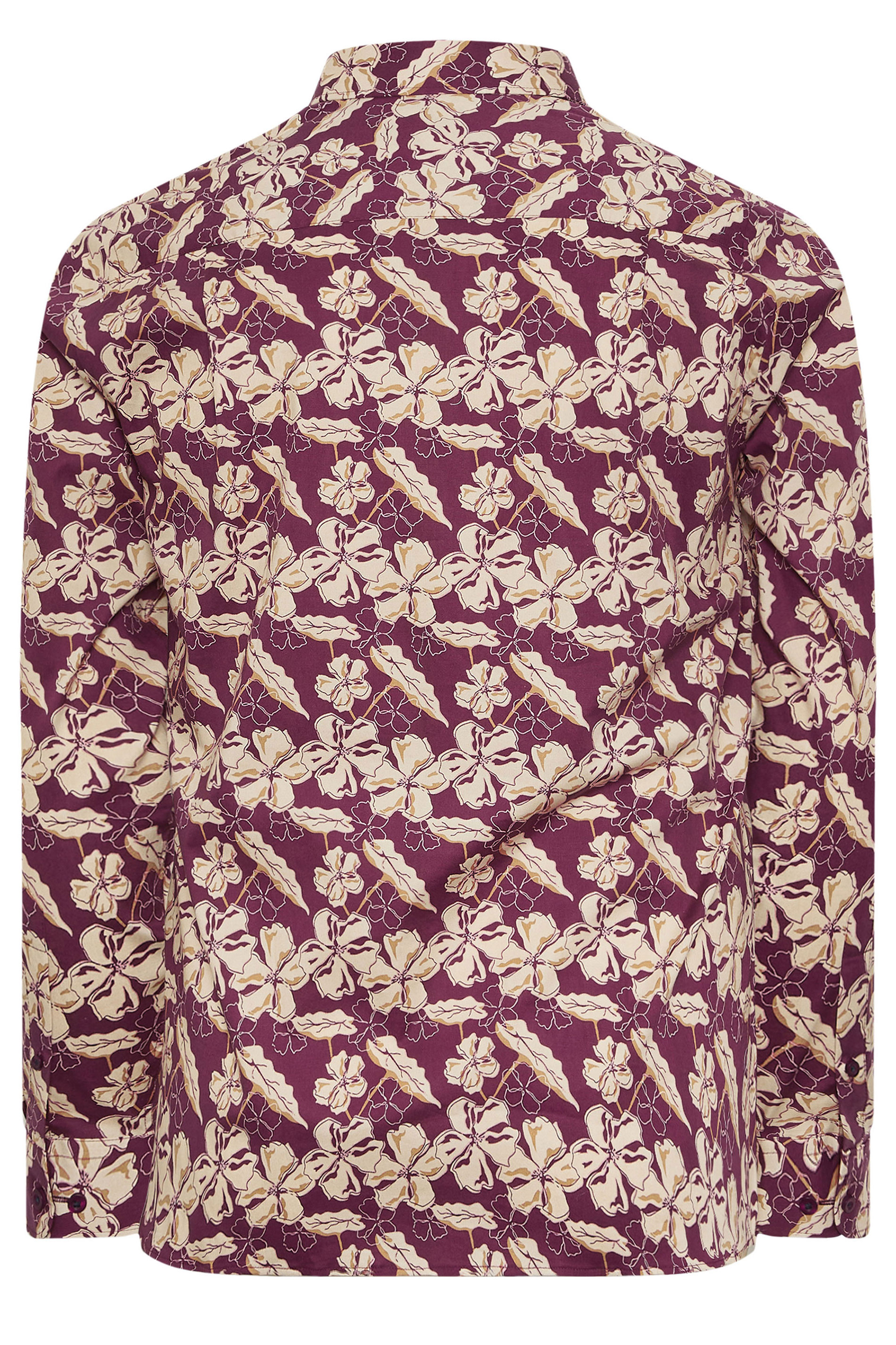 BadRhino Tailoring Big & Tall Burgundy Red Premium Leaf Print Long Sleeve Shirt | BadRhino 8