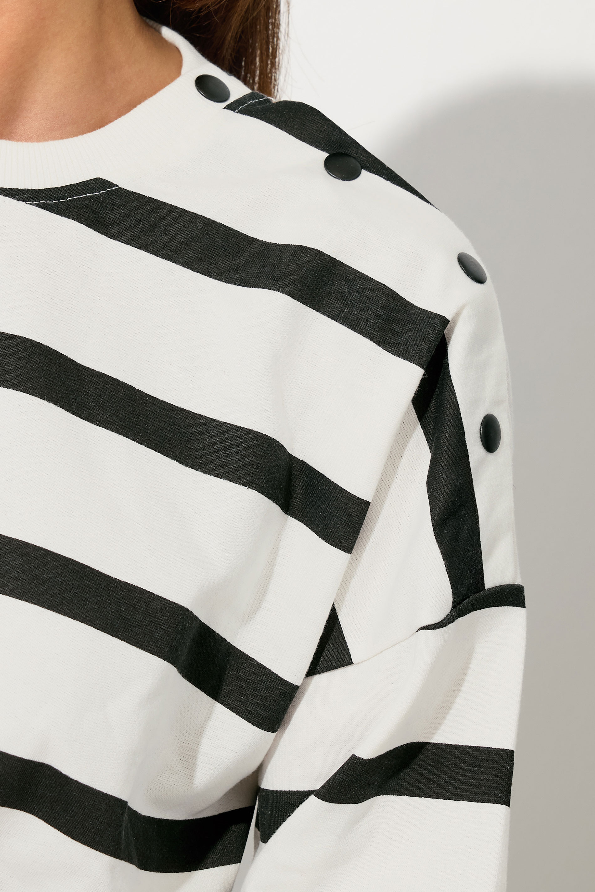LTS Tall Ivory White Striped Button Sweatshirt | Long Tall Sally 6