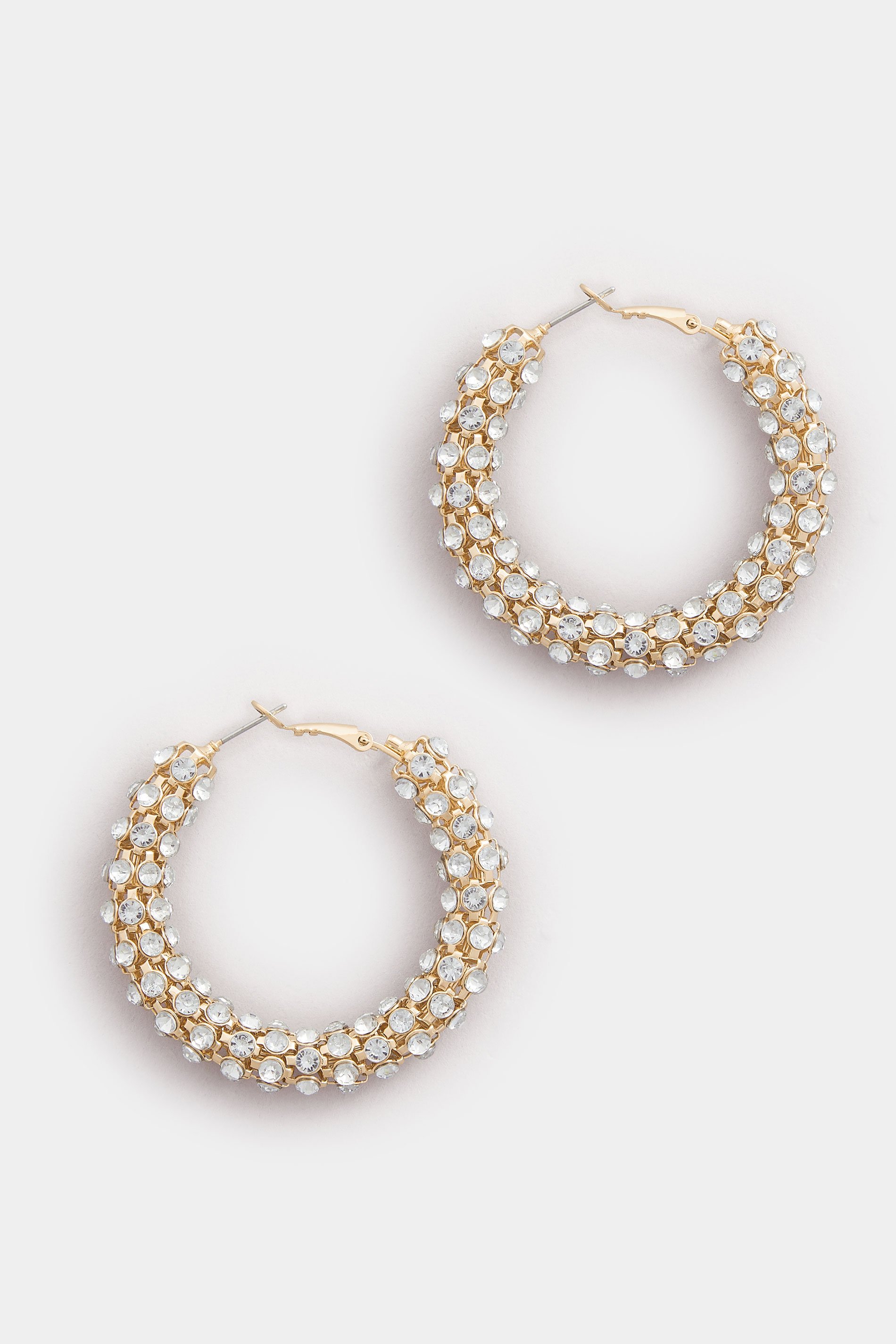 Gold Tone Diamante Rope Hoop Earrings | Yours Clothing 2