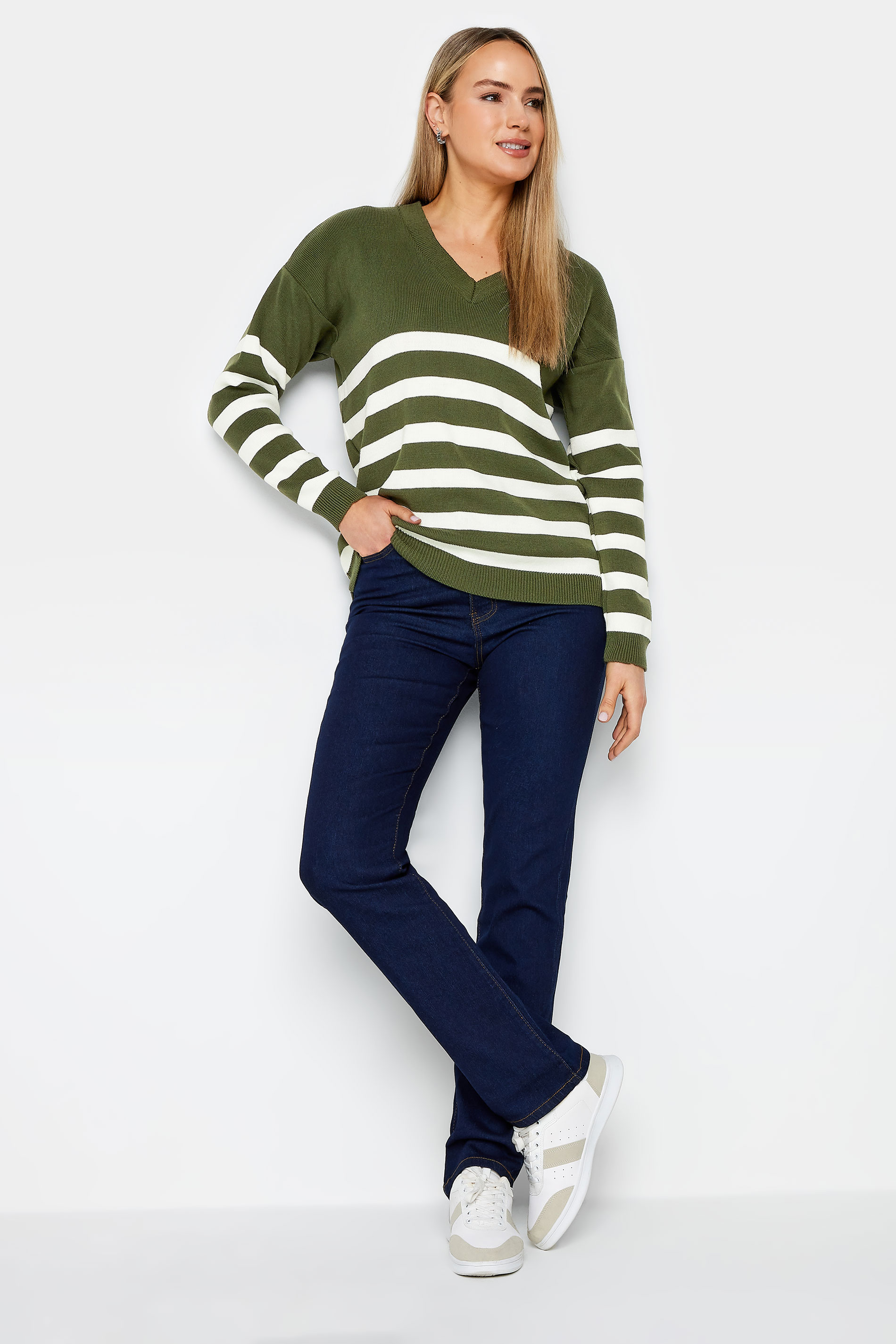 LTS Tall Khaki Green Stripe Jumper | Long Tall Sally  2