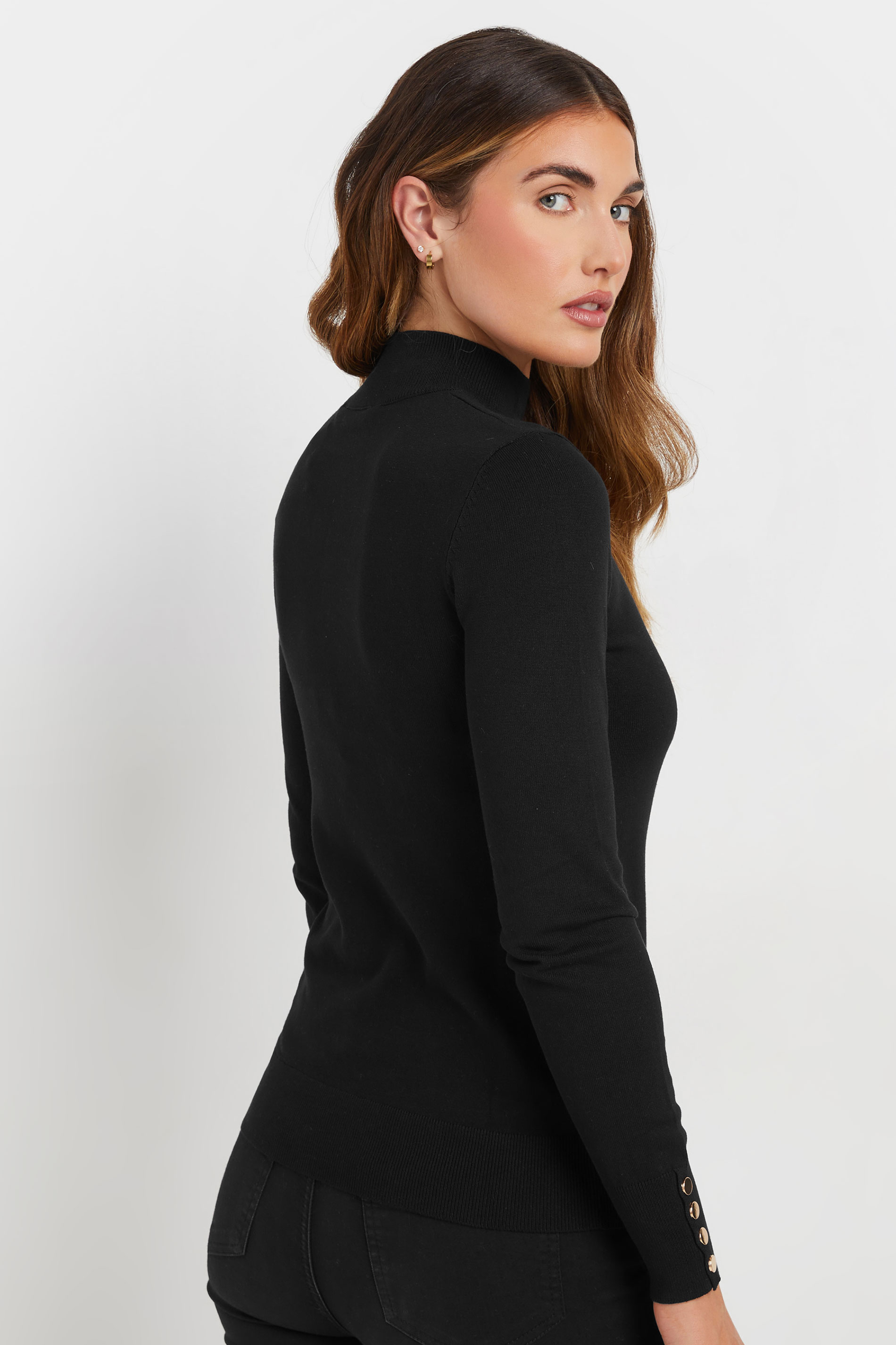 LTS PREMIUM Tall Black High Neck Jumper | Long Tall Sally 3