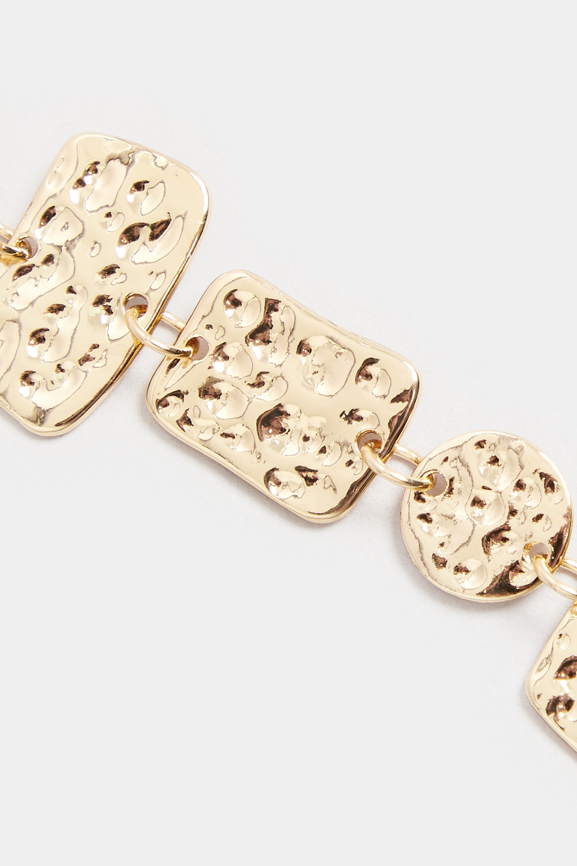 Gold Tone Hammered Disc Pendant Necklace | Yours Clothing  3