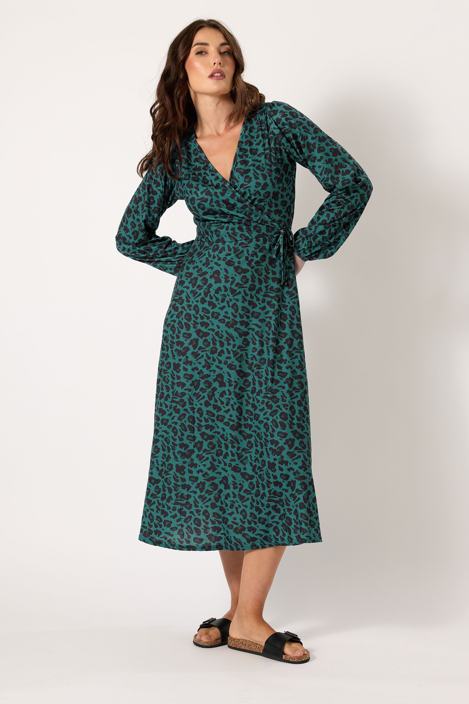 LTS Tall Forest Green Leopard Print Wrap Dress | Long Tall Sally 2