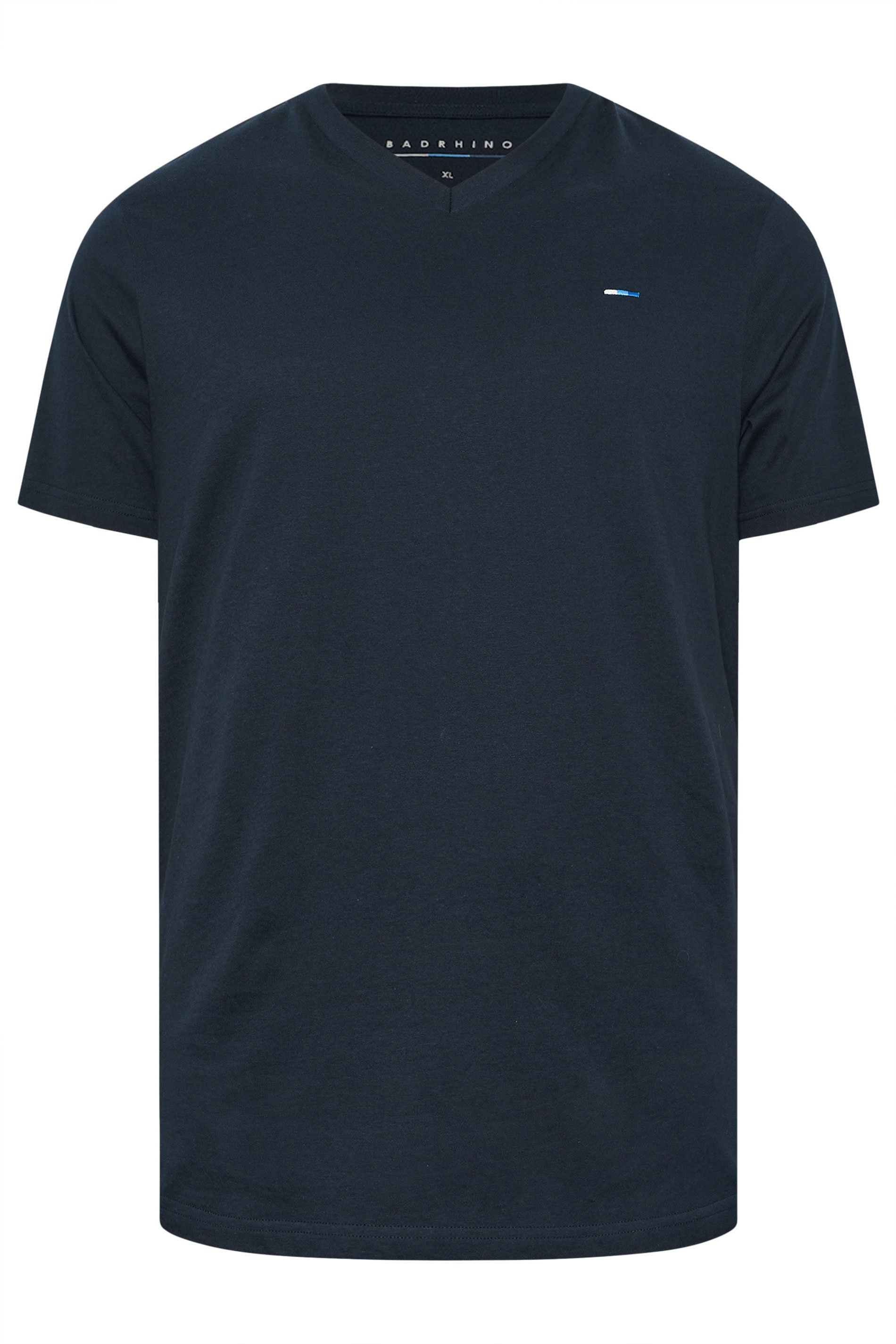 BadRhino Big & Tall Navy Blue Extra Long V-Neck T-Shirt | BadRhino 1