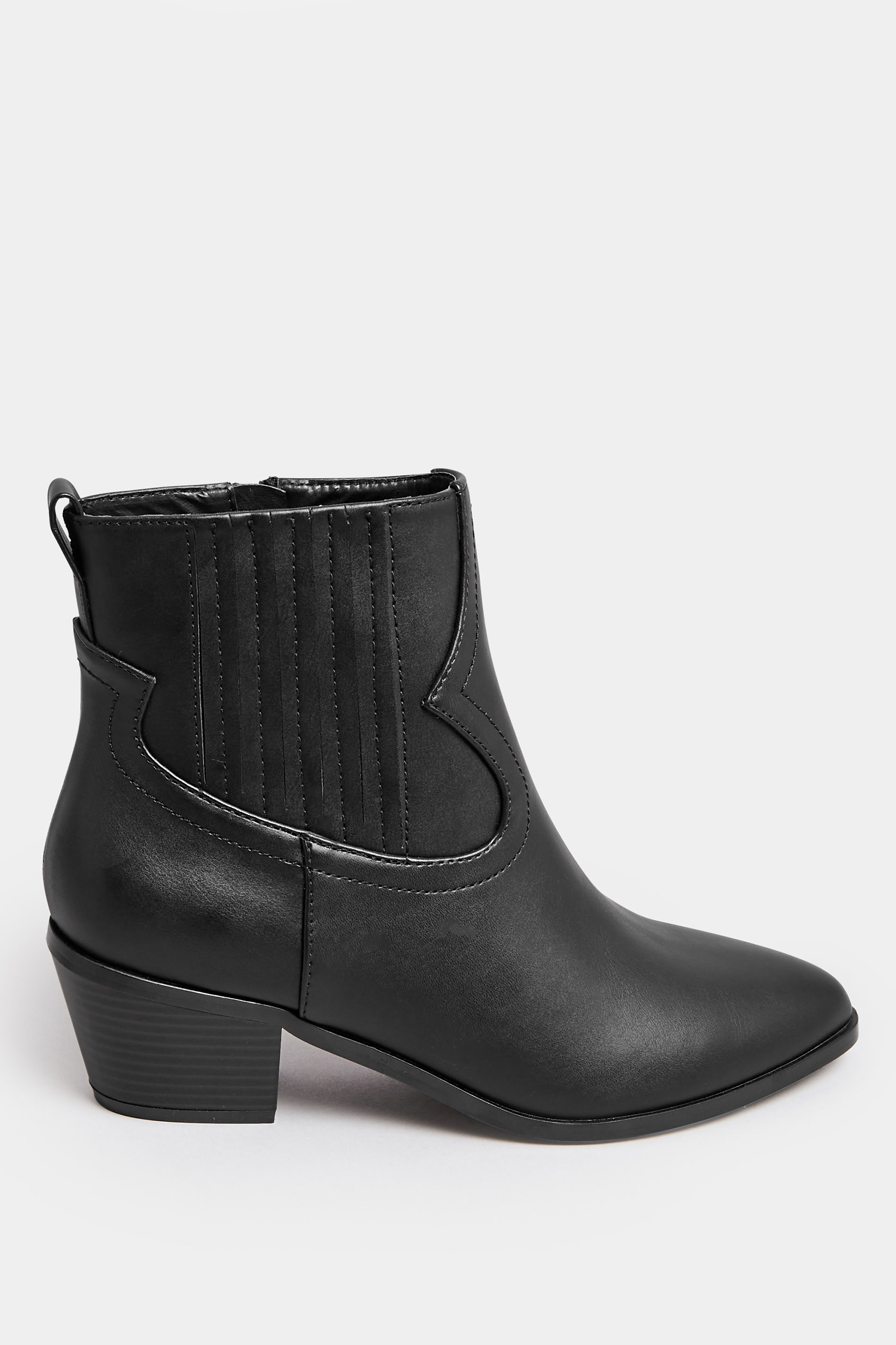 Black Western PU Ankle Boot In Wide E Fit & Extra Wide EEE Fit | Yours Clothing 3