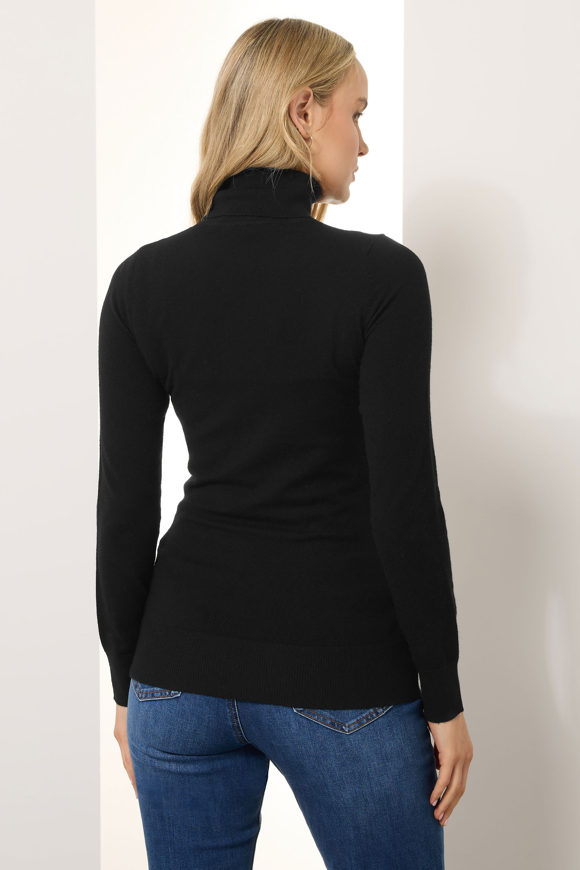 LTS Tall Black Knitted Roll Neck Jumper | Long Tall Sally 3
