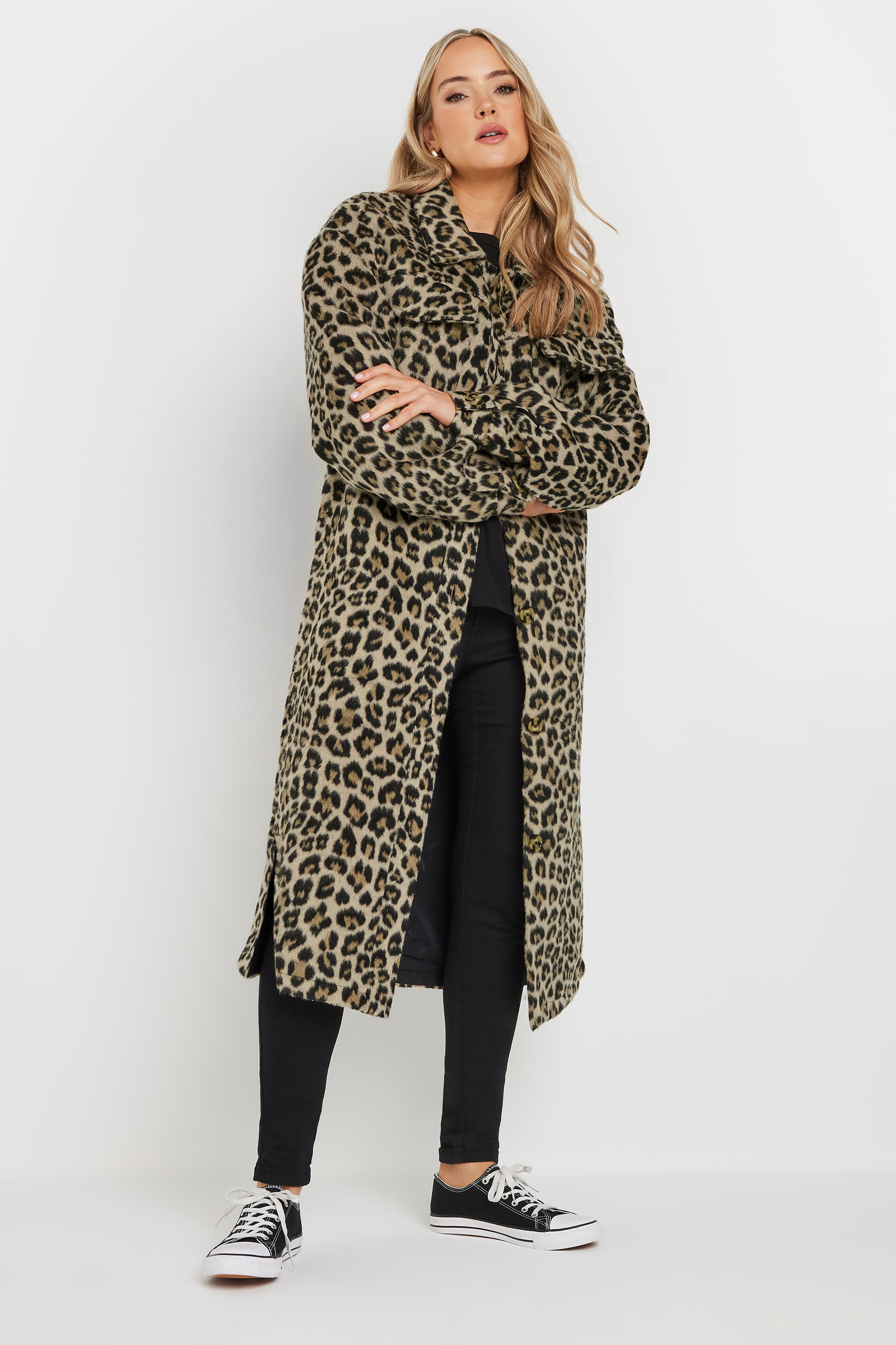 LTS Tall Beige Brown Leopard Print Longline Shacket | Long Tall Sally 3