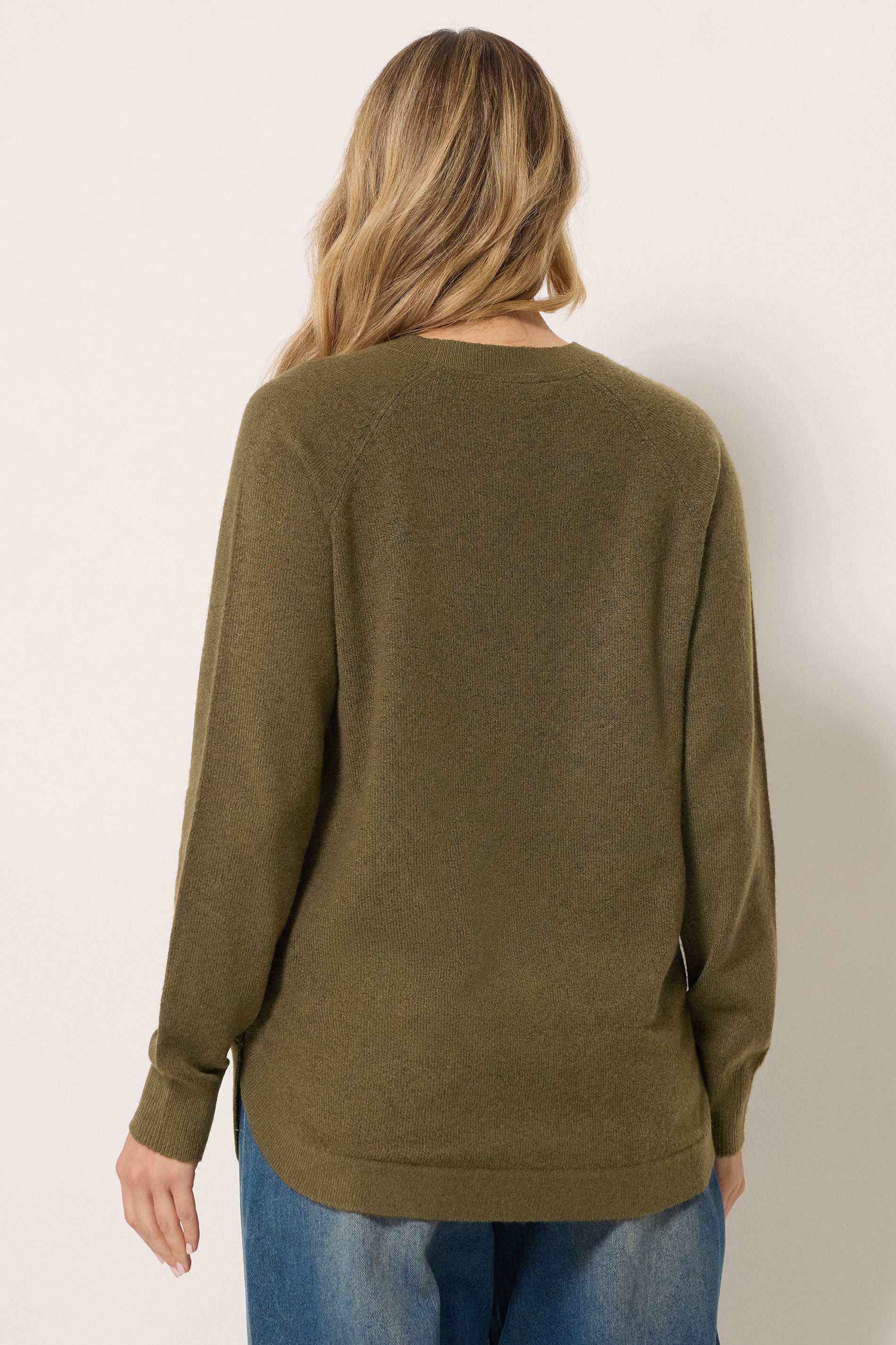 LTS Tall Women's Brown Longline Button Knitted Jumper | Long Tall Sally 2
