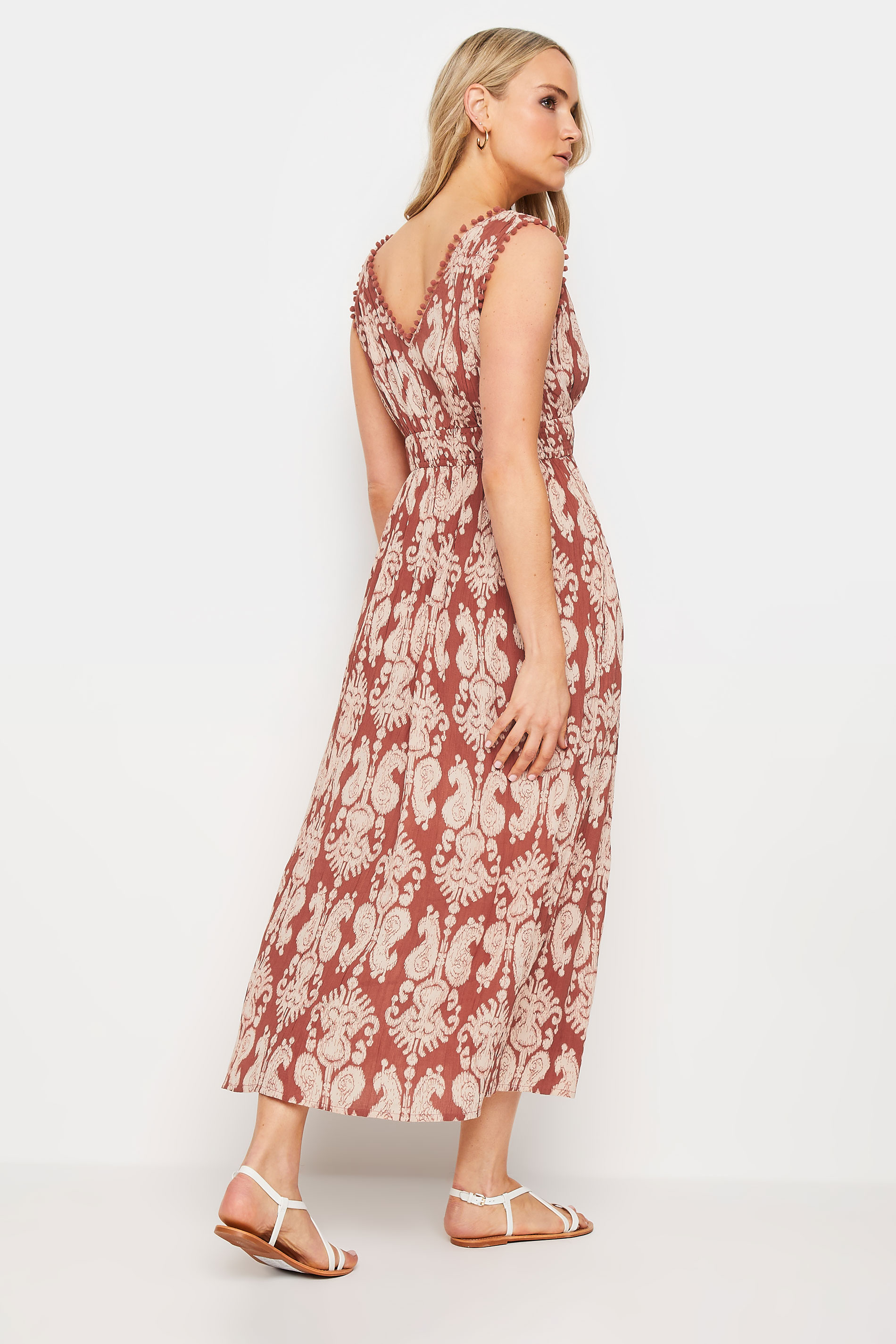 LTS Tall Women's Rust Orange Aztec Print V-Neck Midaxi Dress | Long Tall Sally 4