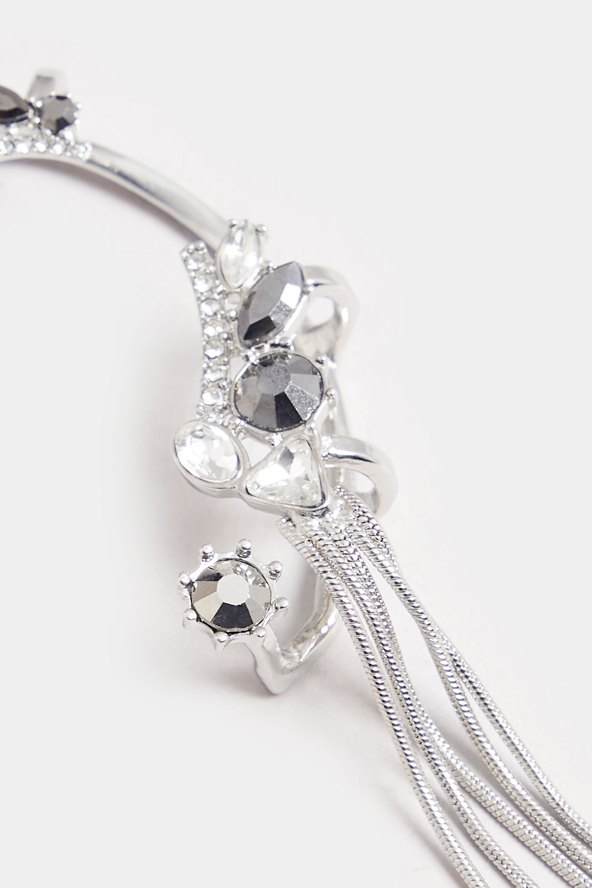 Silver Tone Diamante Tassel Cuff Earring | Yours Clothing 3