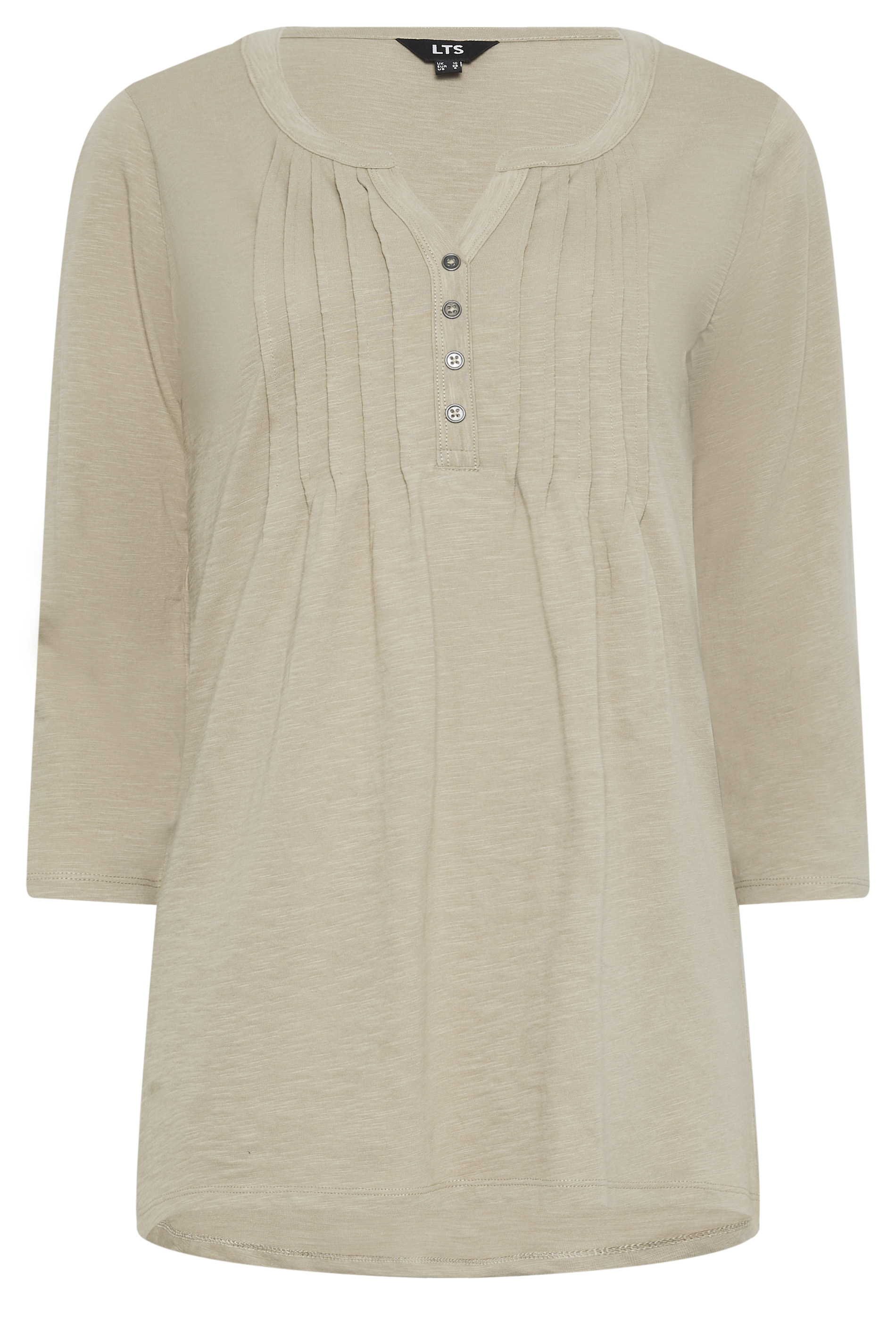 LTS Tall Womens Stone Brown Henley Top | Long Tall Sally  5