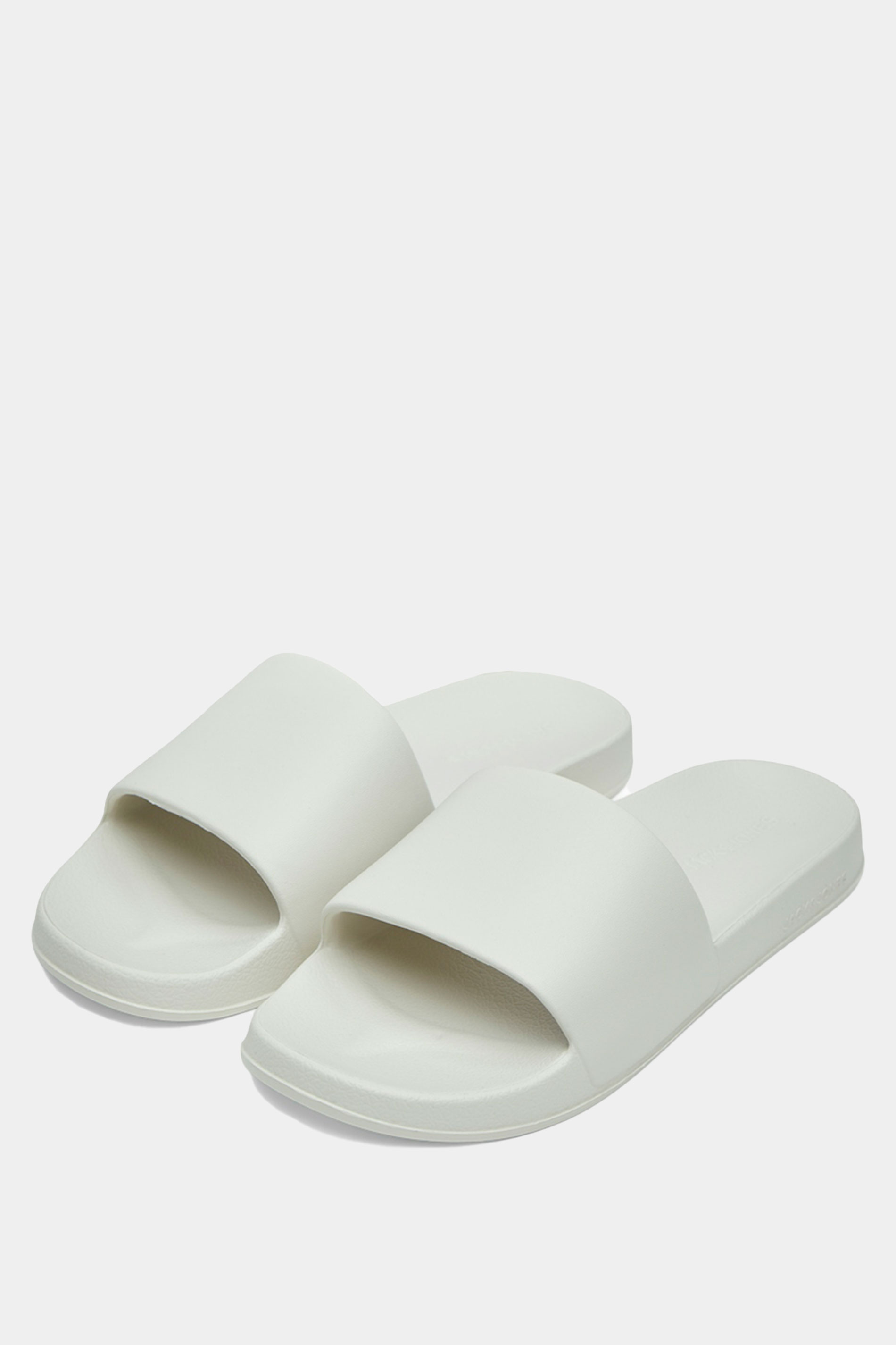 JACK & JONES Big & Tall Moonbeam White Moulded Sliders | BadRhino 1