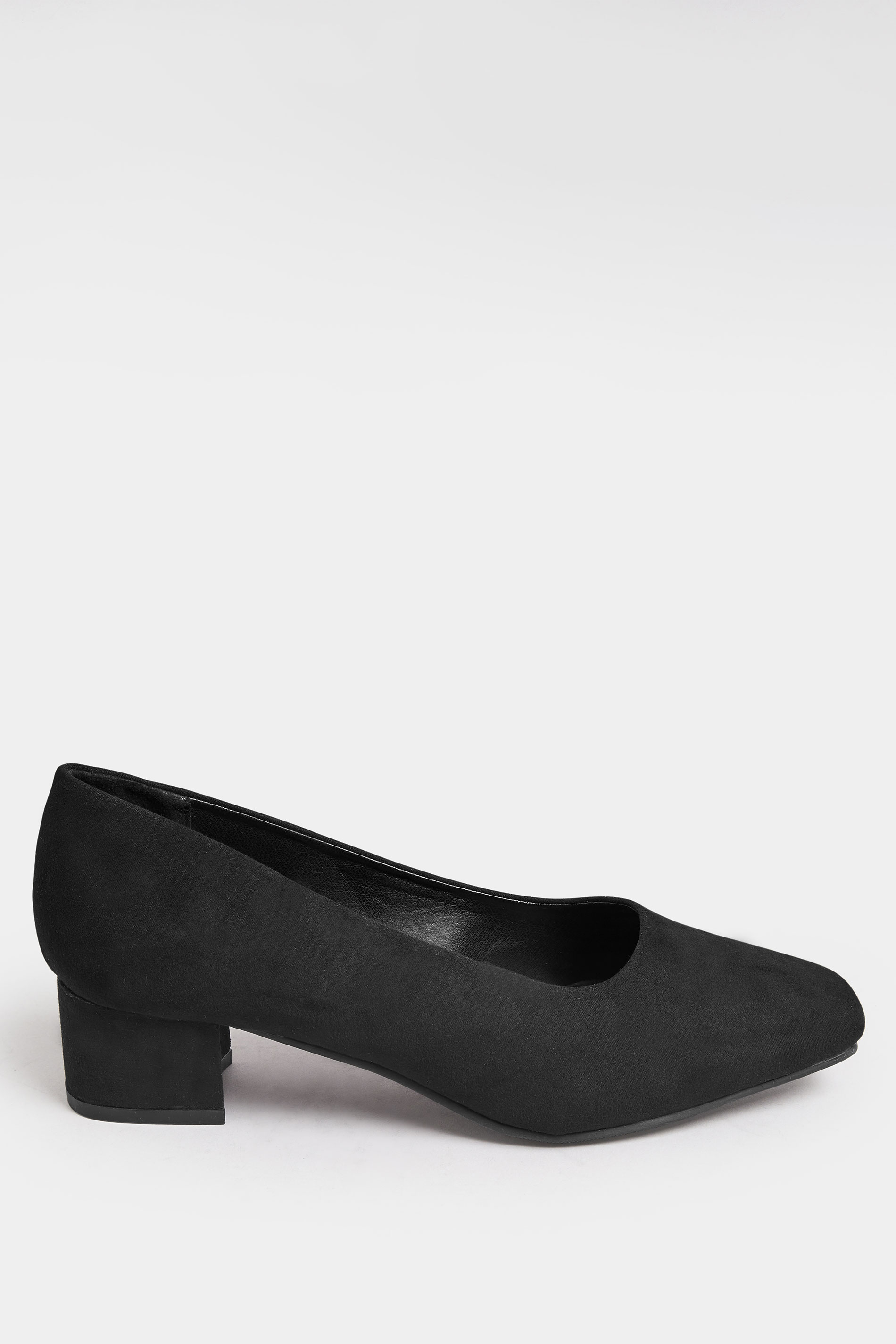 Black Faux Suede Block Heel Court Shoe In Extra Wide EEE Fit | Yours Clothing 3