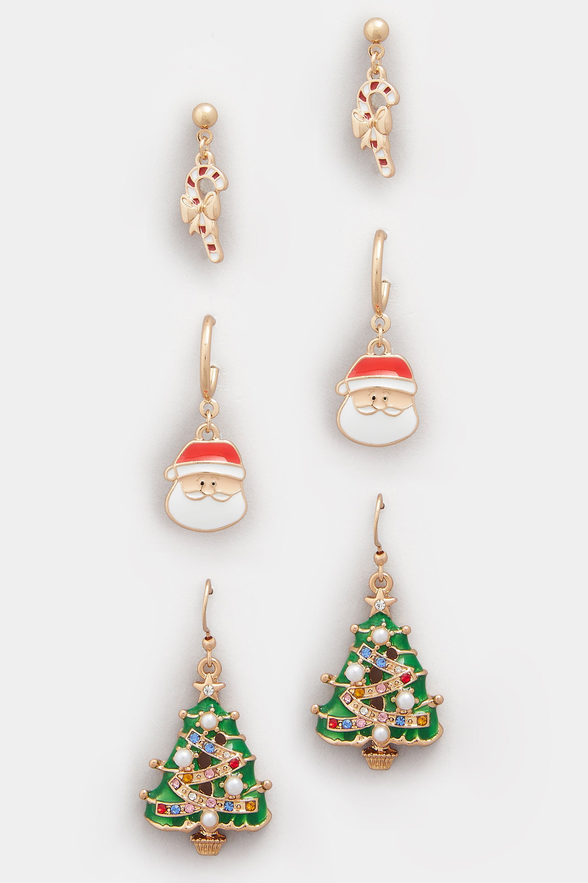 3 PACK Gold Tone Novelty Christmas Earrings | Yours Clothing 3