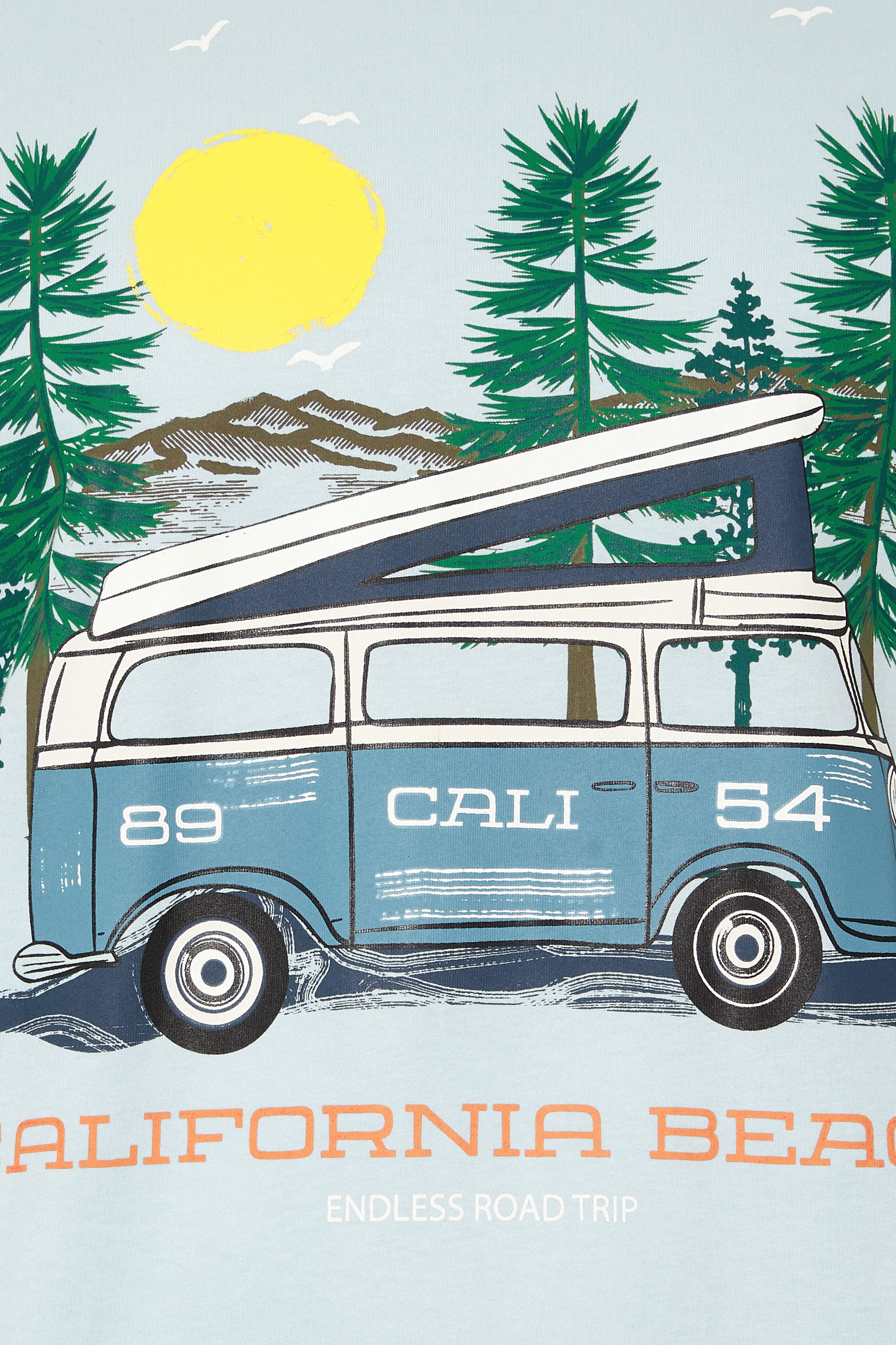 BadRhino Big & Tall Light Blue 'California Beach' Campervan T-Shirt | BadRhino 6