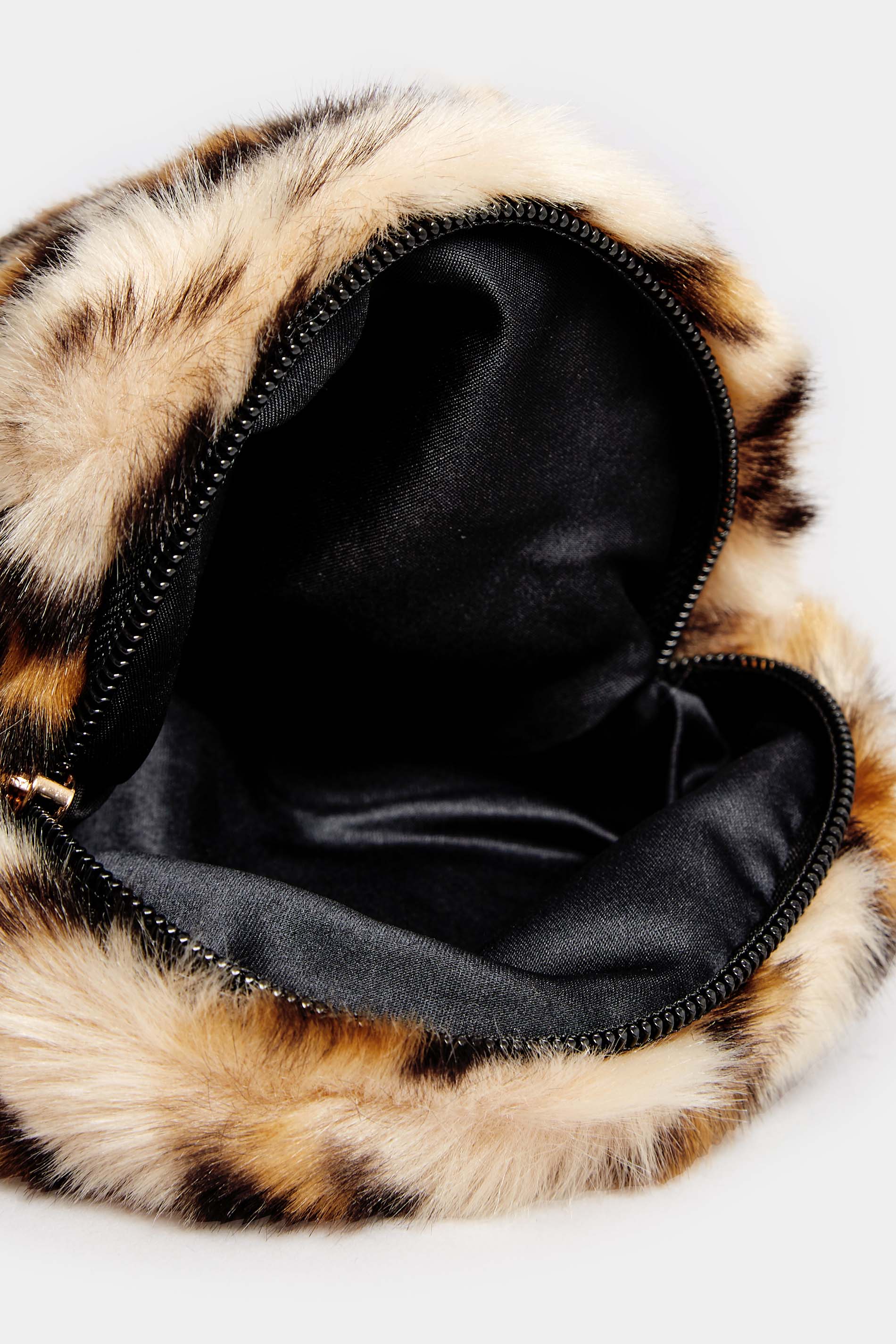 Natural Brown Leopard Print Faux Fur Circle Bag 5