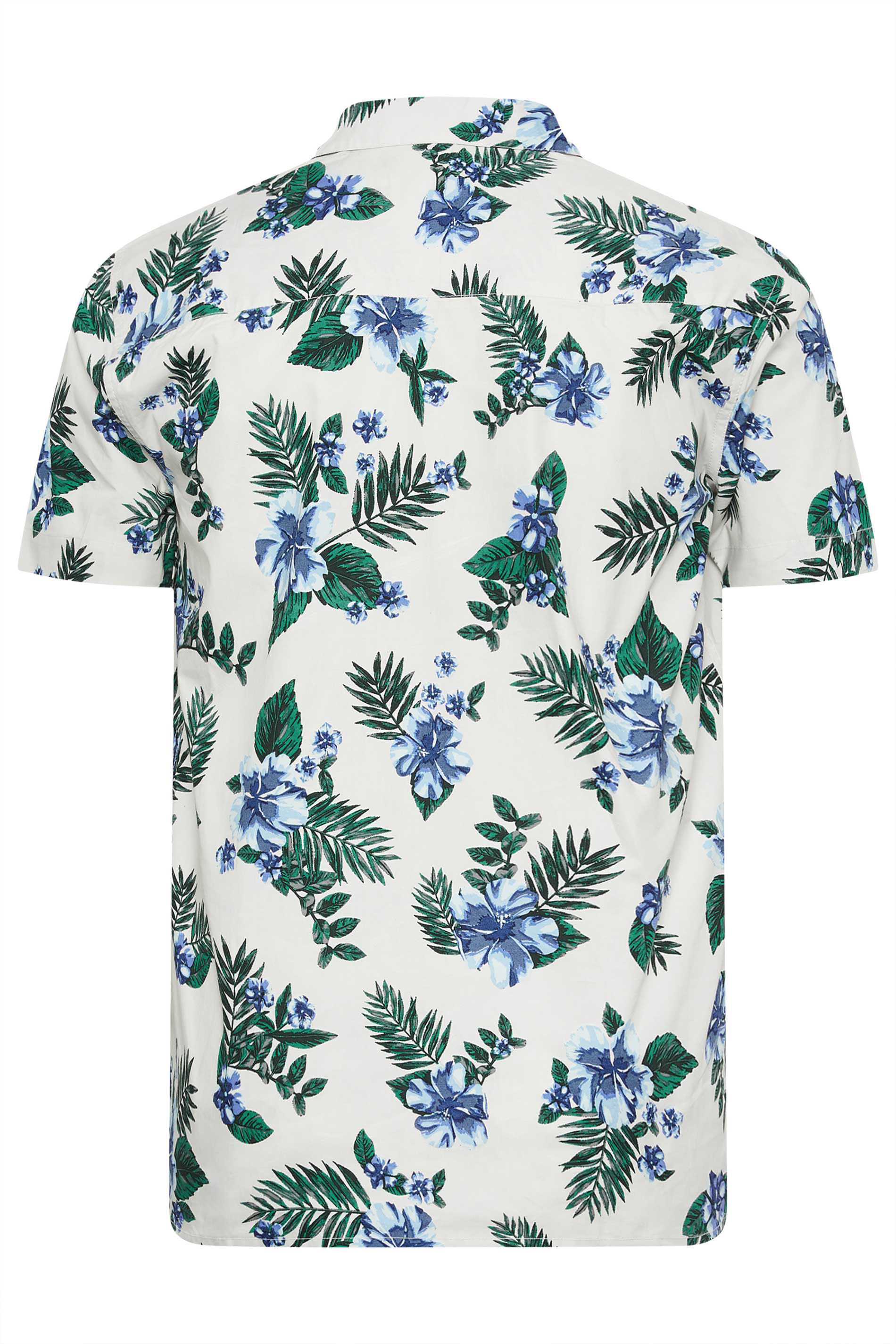 BadRhino Big & Tall White & Blue Tropical Shirt | BadRhino 5