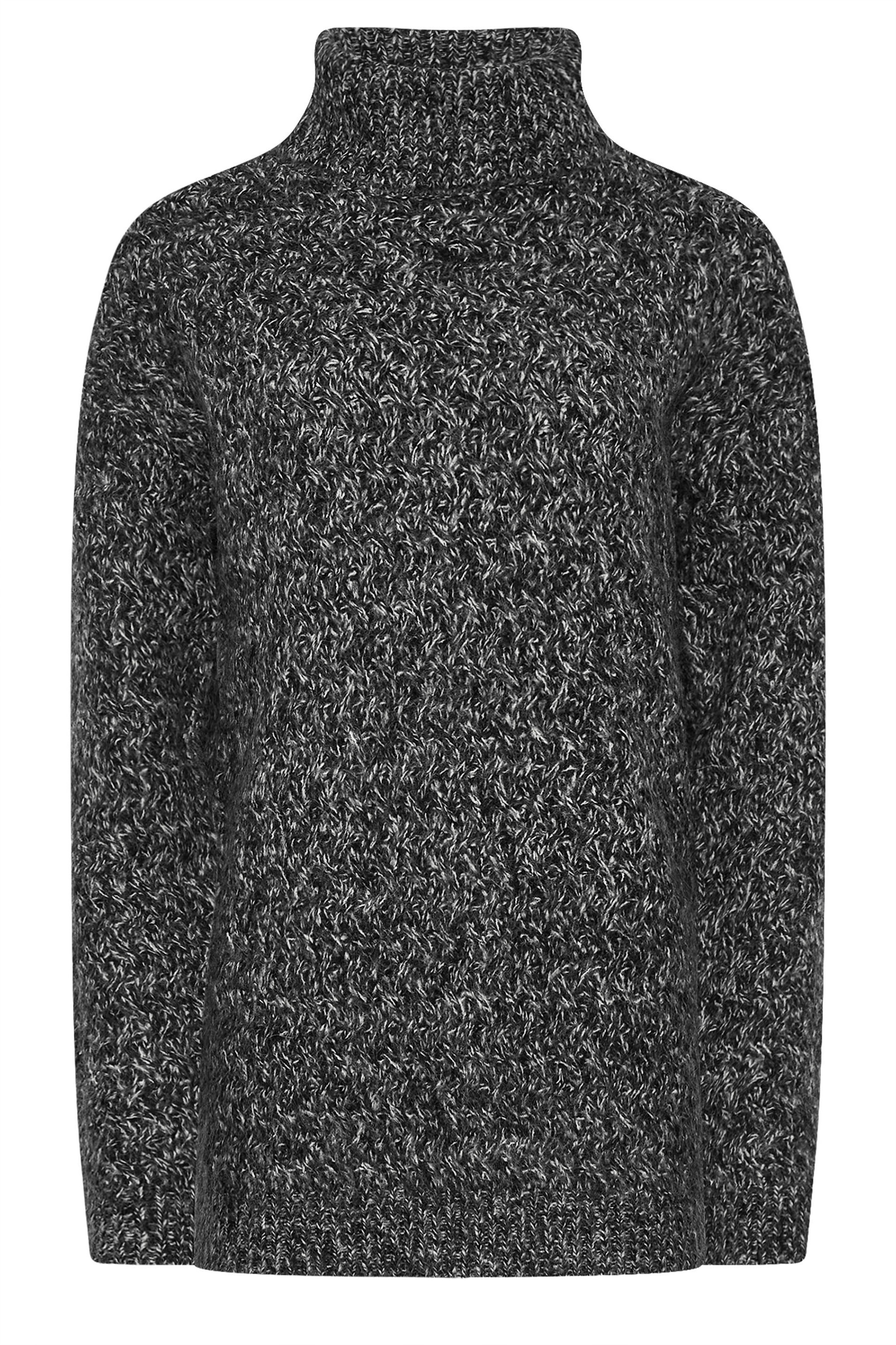 LTS PREMIUM Tall Black Chunky Roll Neck Jumper | Long Tall Sally 5