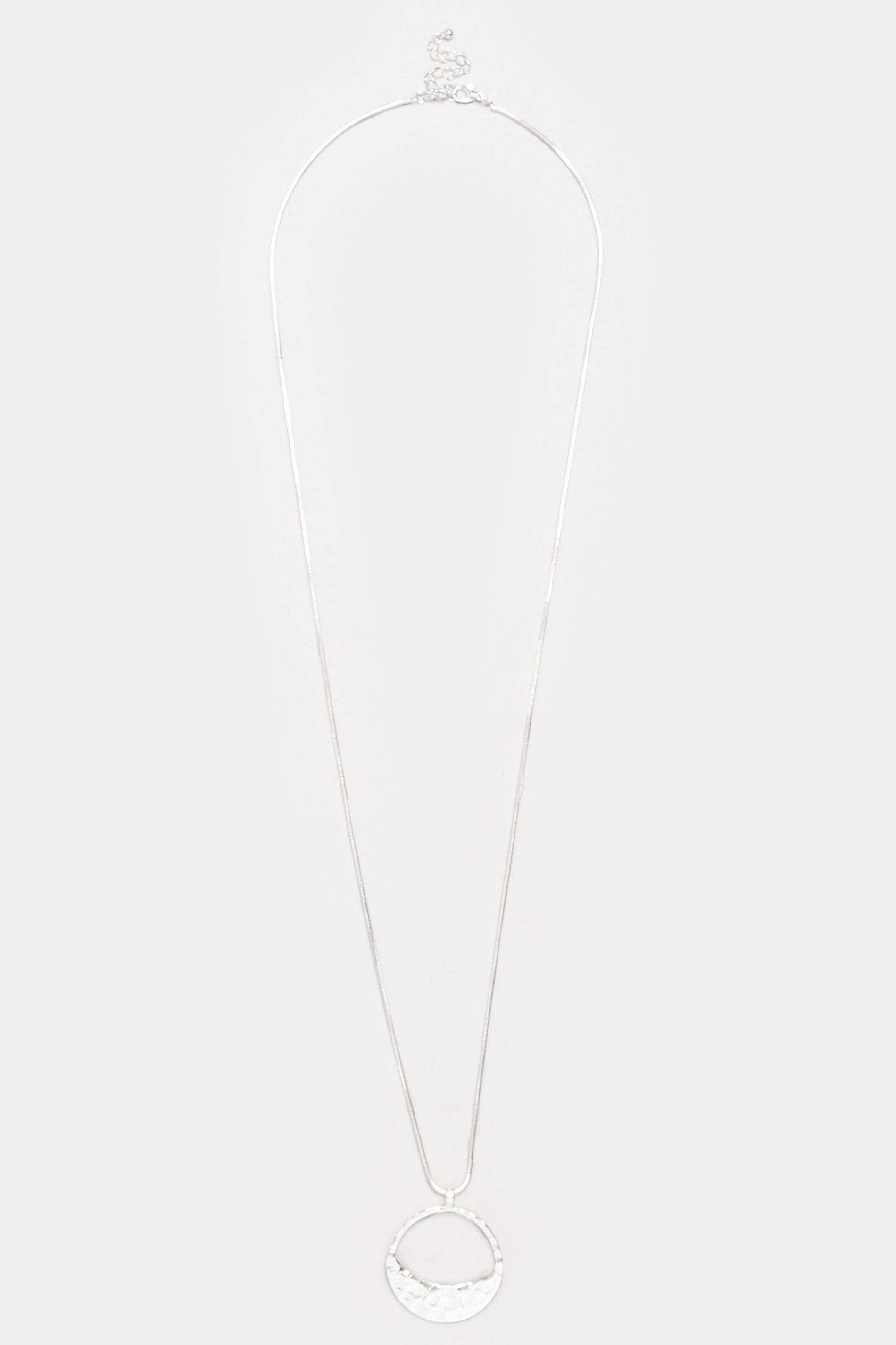 Silver Tone Long Circle Pendant Necklace | Yours Clothing  2