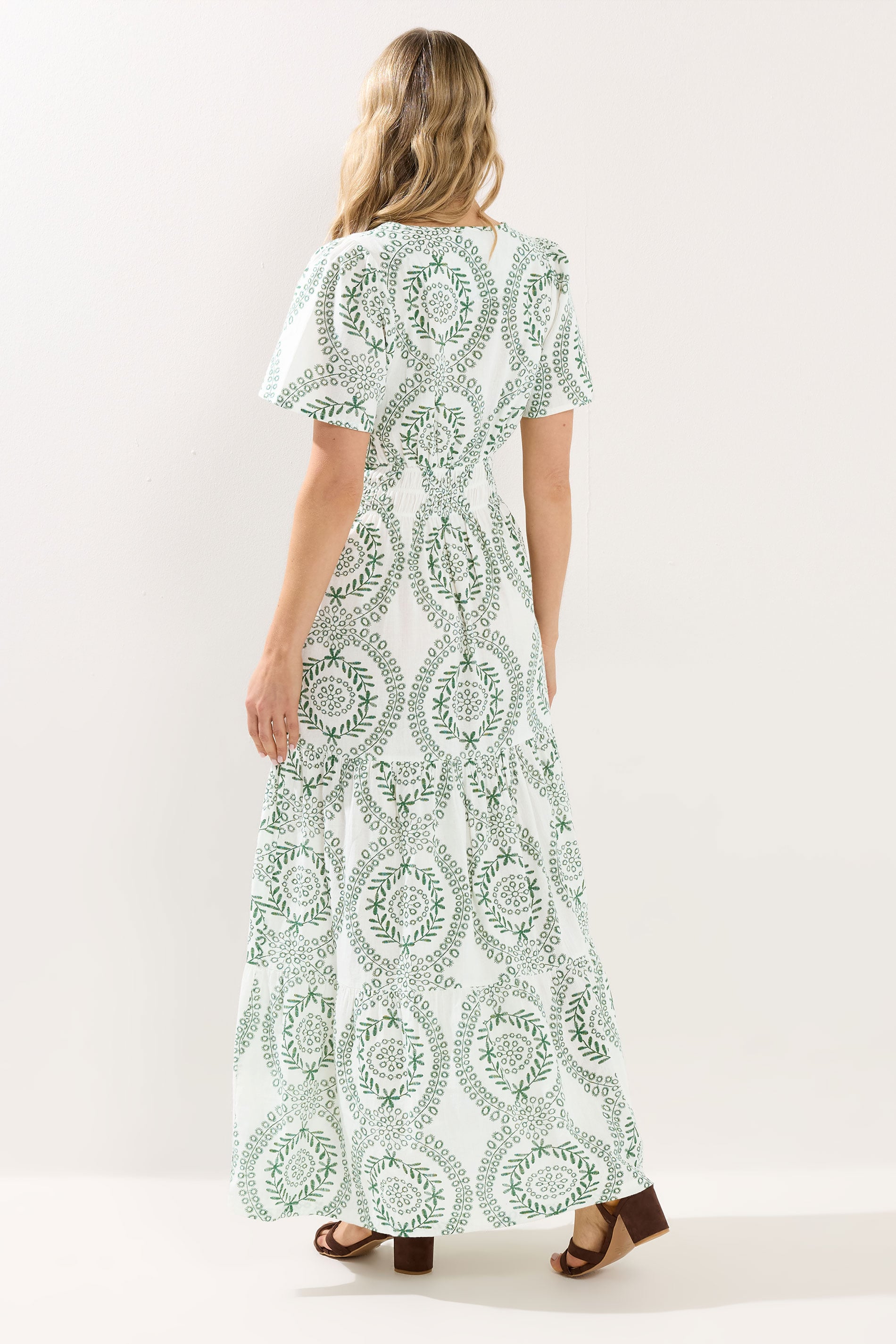 LTS Tall Women's Green & White Leaf Print Linen Maxi Dress | Long Tall Sally 4