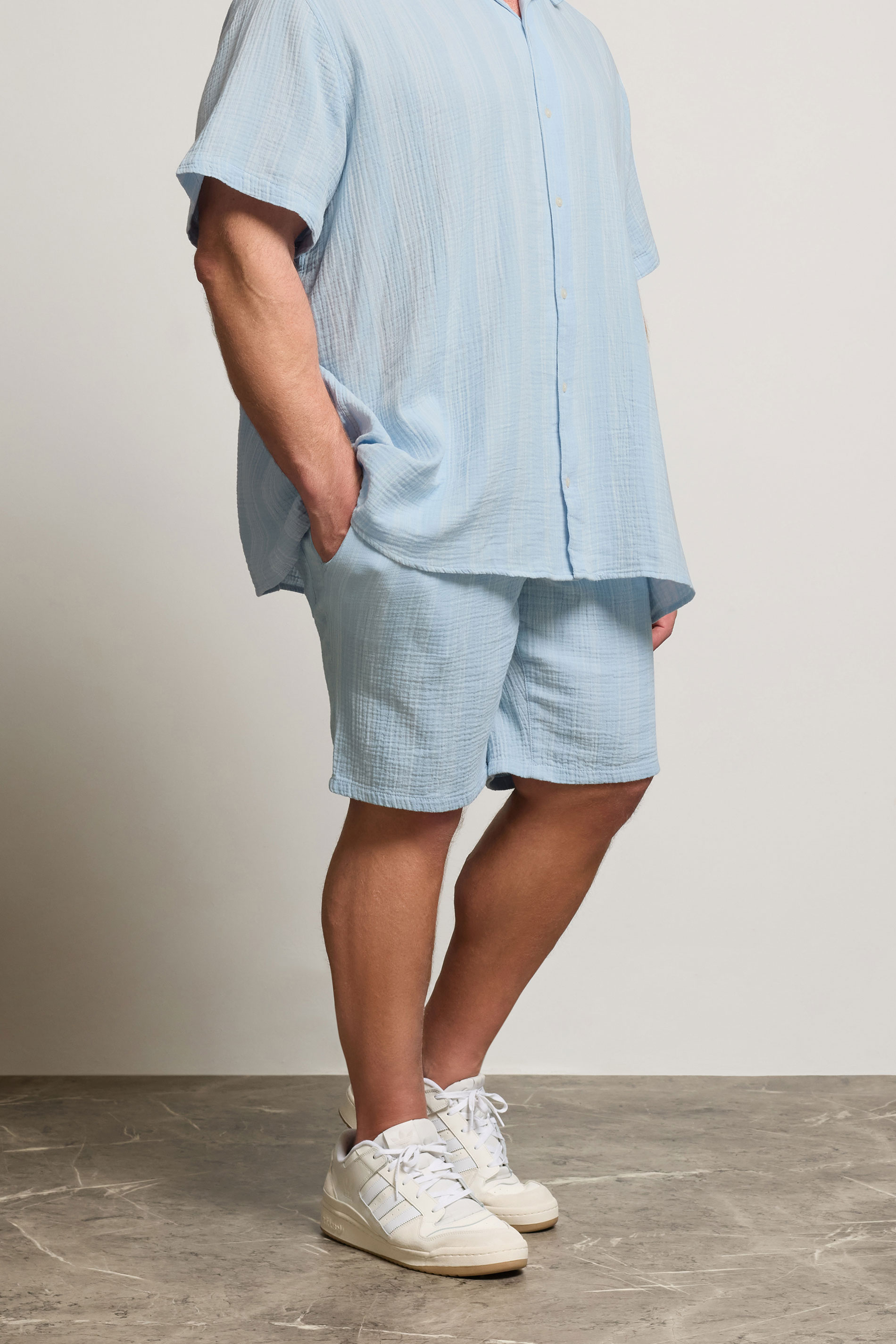 JACK & JONES Big & Tall Light Blue Elasticated Waist Shorts | BadRhino 1