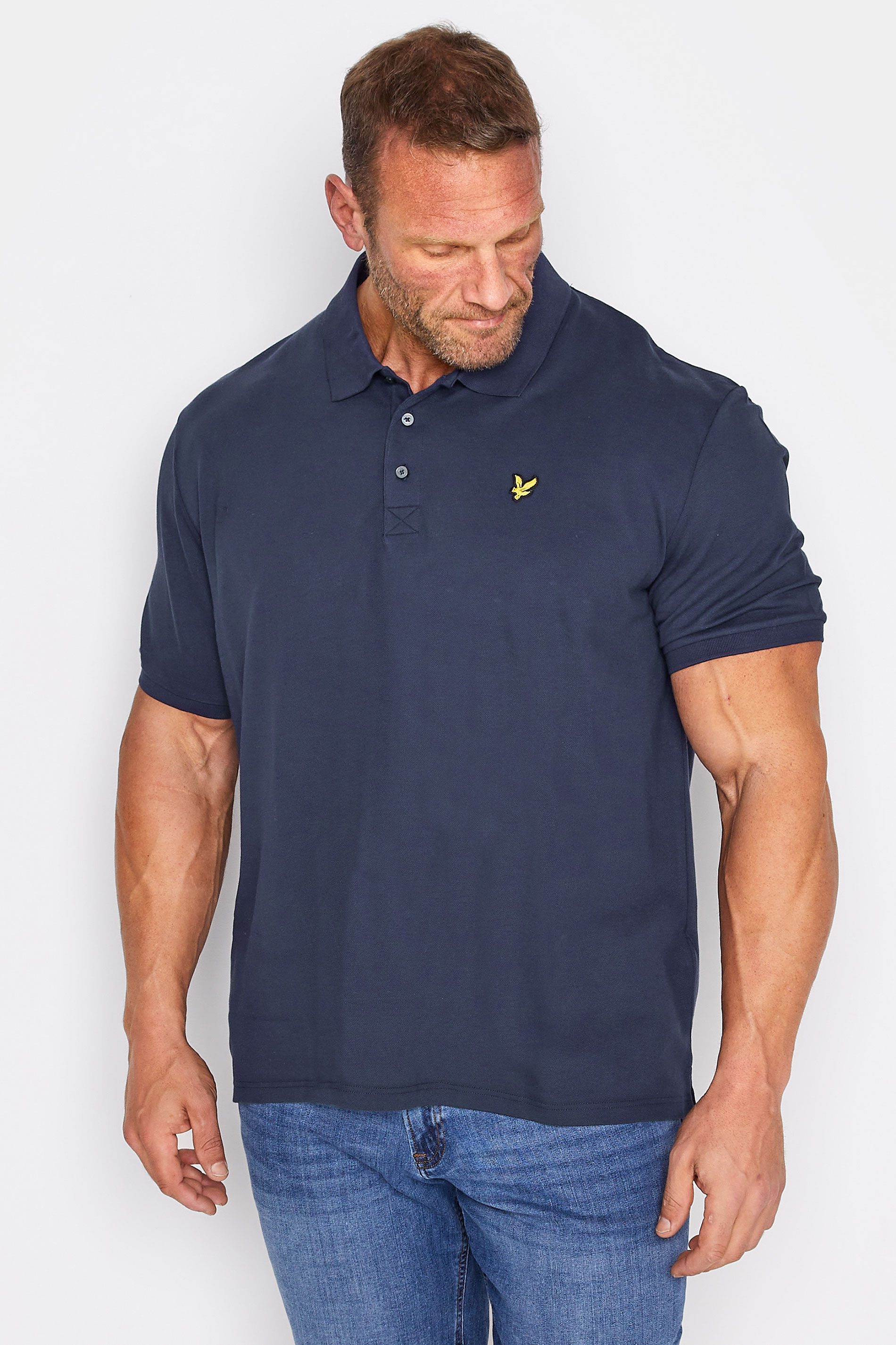 LYLE & SCOTT Navy Blue Logo Polo Shirt | BadRhino 1