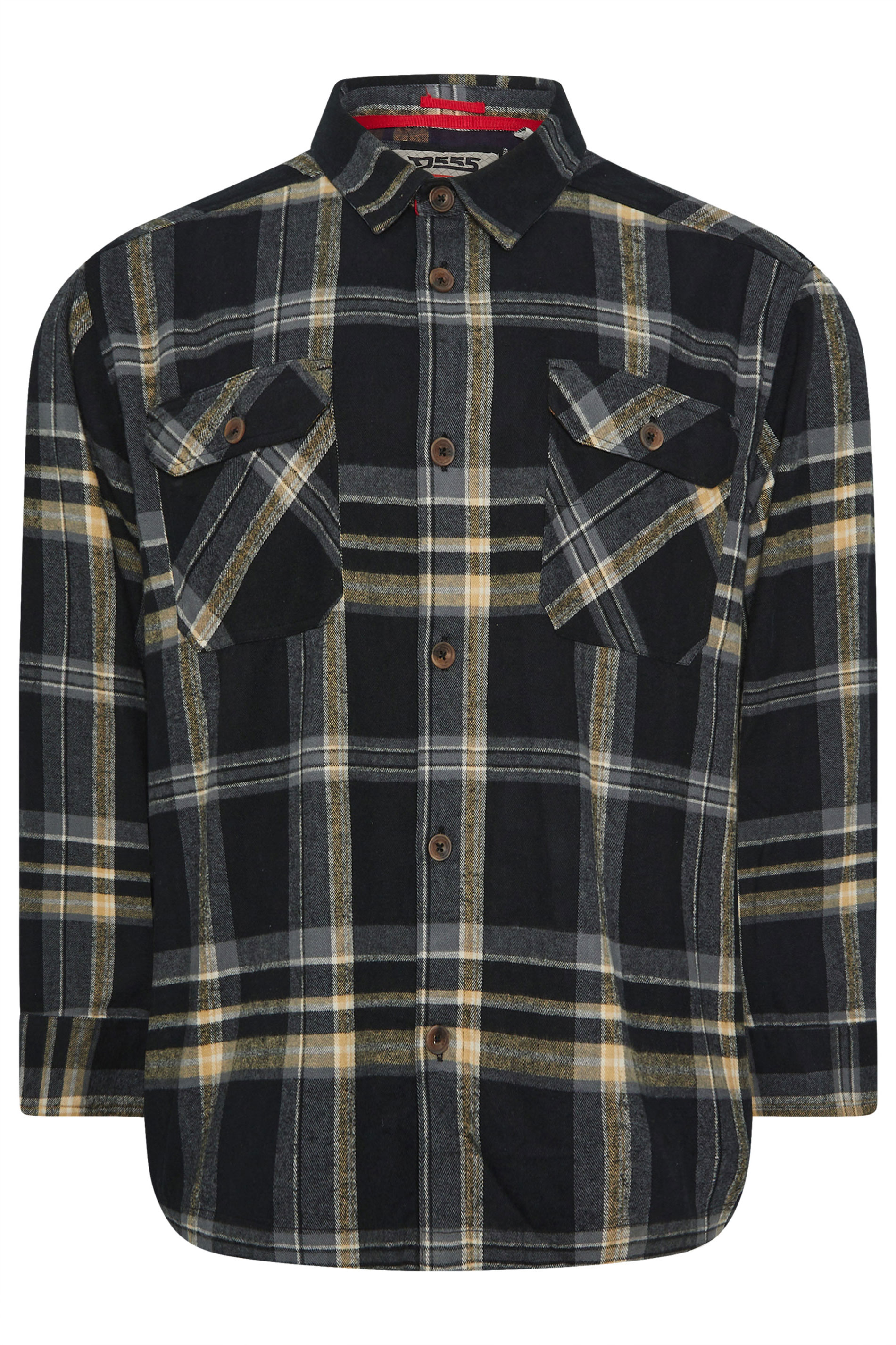 D555 Big & Tall Black Check Overshirt | BadRhino 4