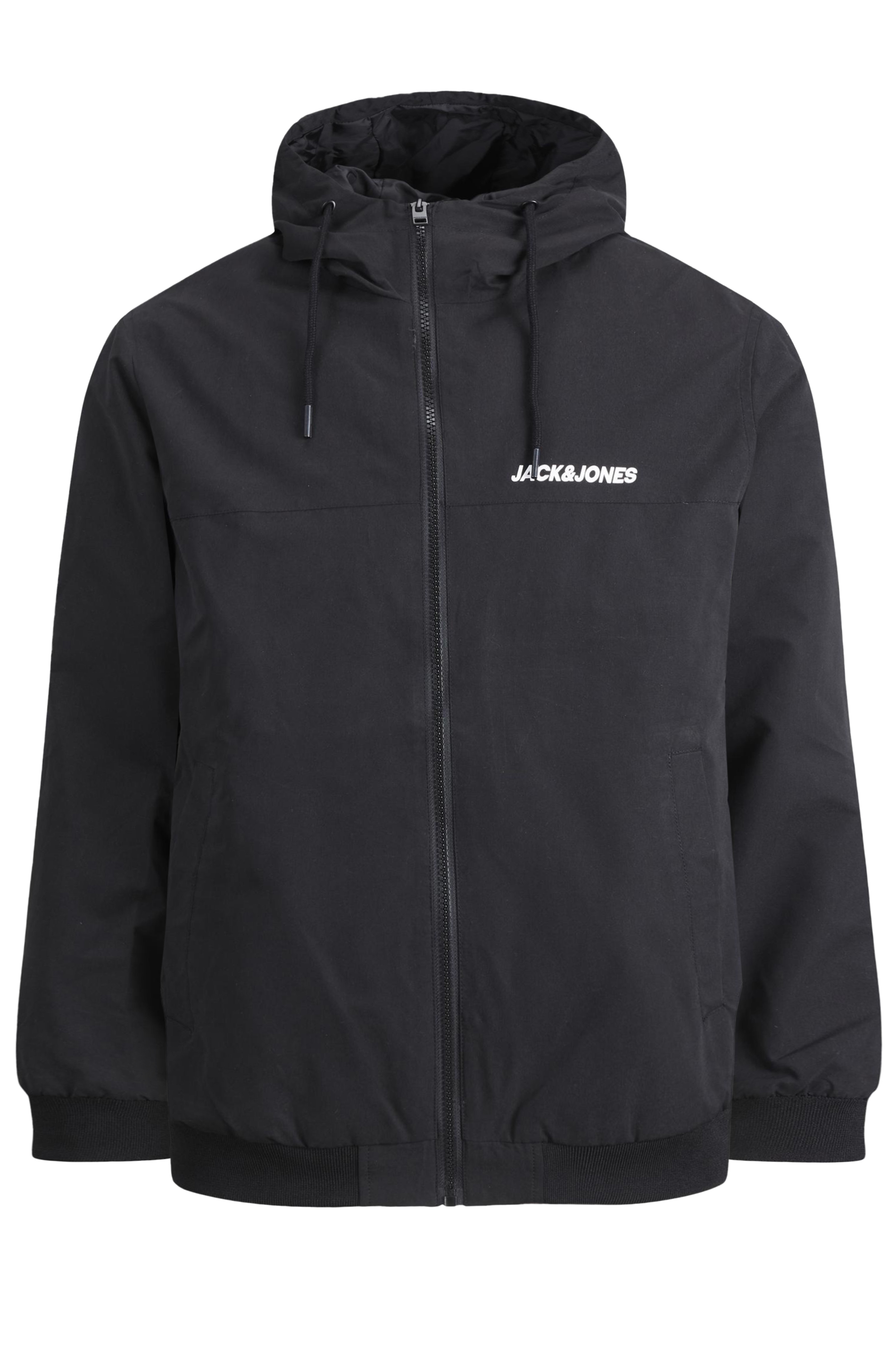 JACK & JONES Big & Tall Black Bomber Zip Up Hoodie | BadRhino  3