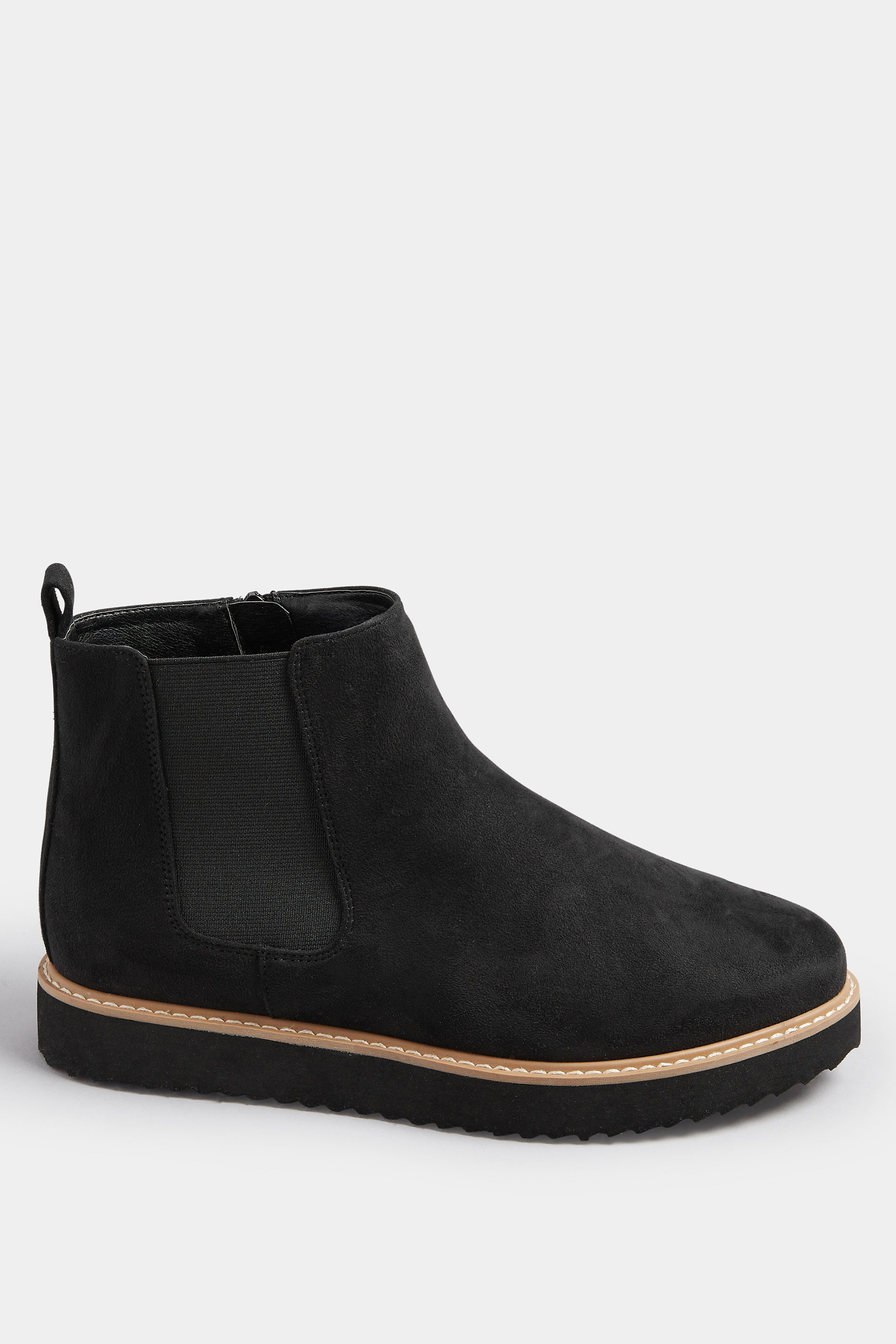Black Faux Suede Contrast Trim Chelsea Boots In Extra Wide EEE Fit | Yours Clothing 3