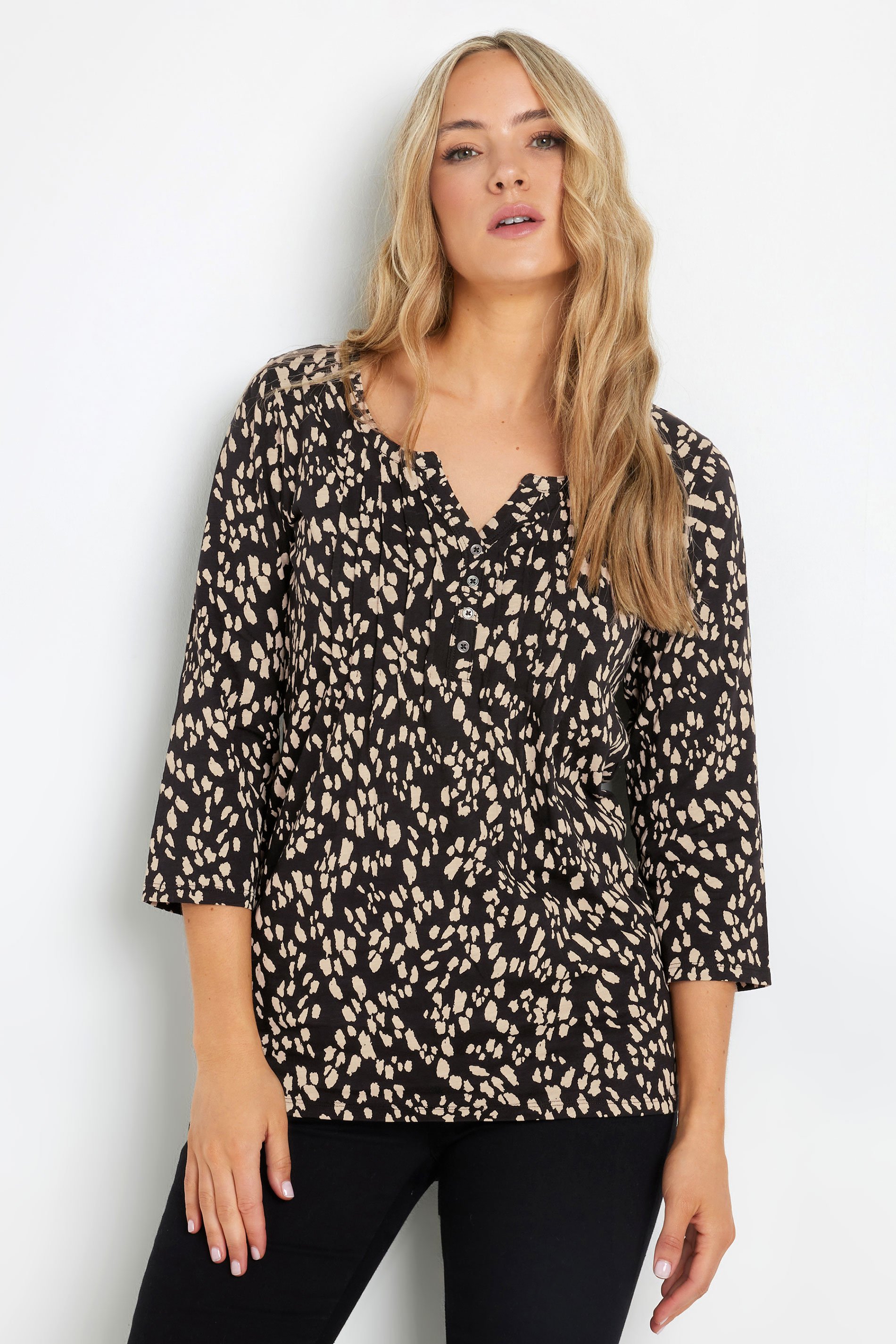 LTS Tall 2 PACK Beige Brown & Dark Pink Henley Tops | Long Tall Sally 2