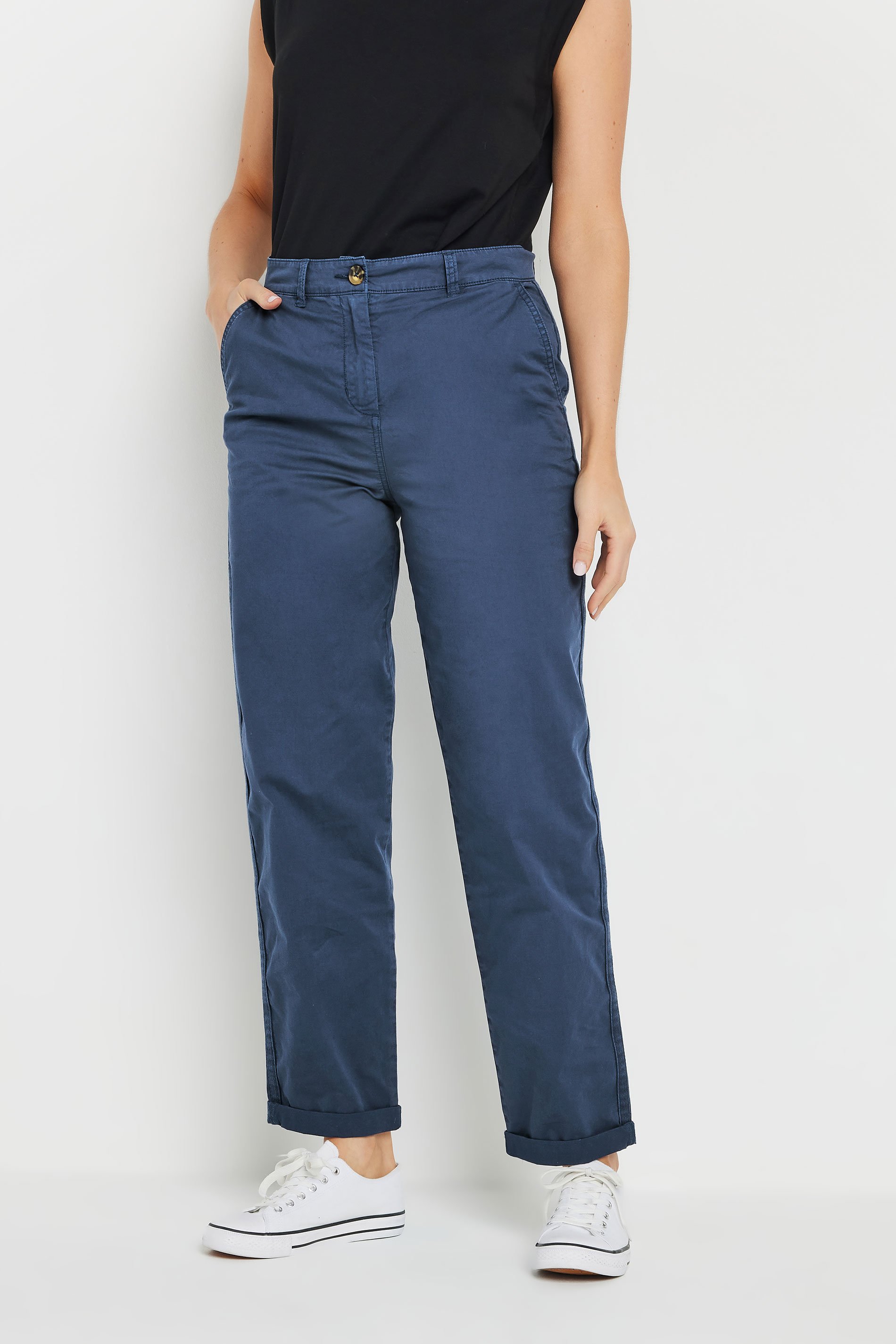 LTS Tall Navy Blue Cotton Straight Leg Chino Jeans | Long Tall Sally 2