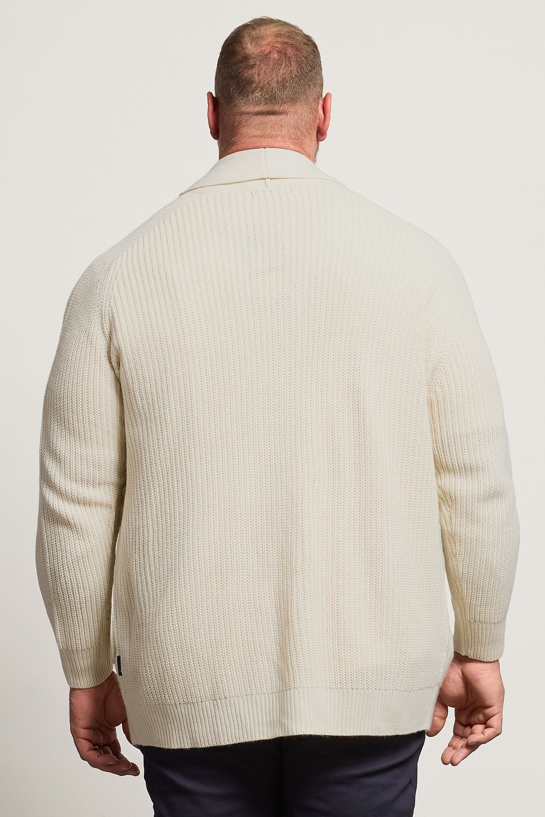 BadRhino Big & Tall Natural Brown Knitted Shawl Cardigan | BadRhino 3