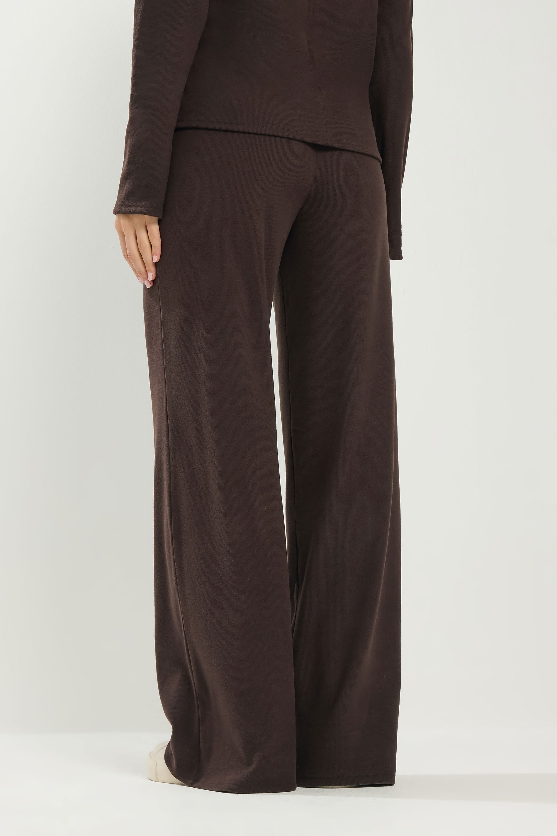 LTS Tall Women's Chocolate Brown Brushed Ribbed Trousers | Long Tall Sally 3