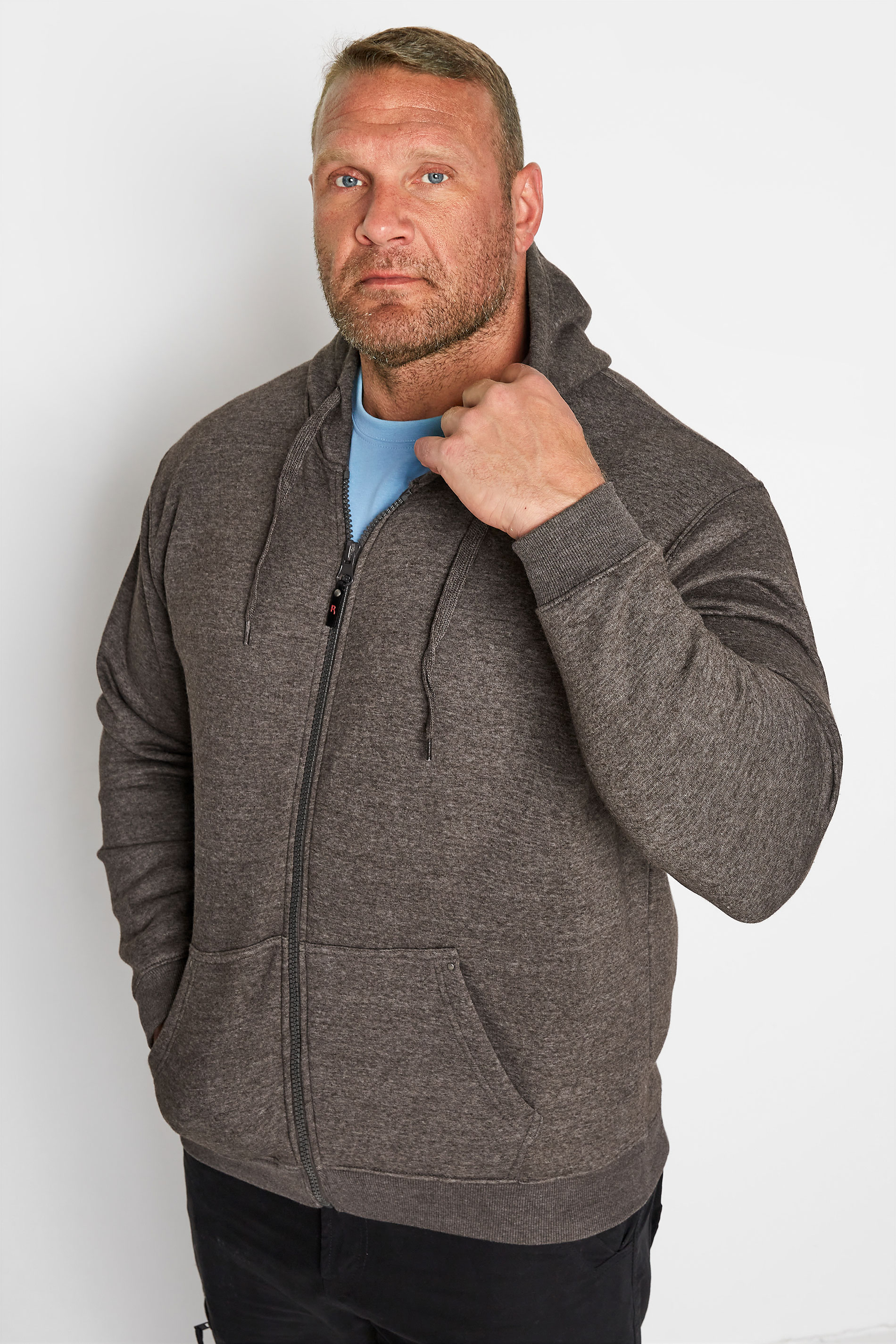 D555 Rockford Grey Cantor Zip Through Hoodie | BadRhino 1