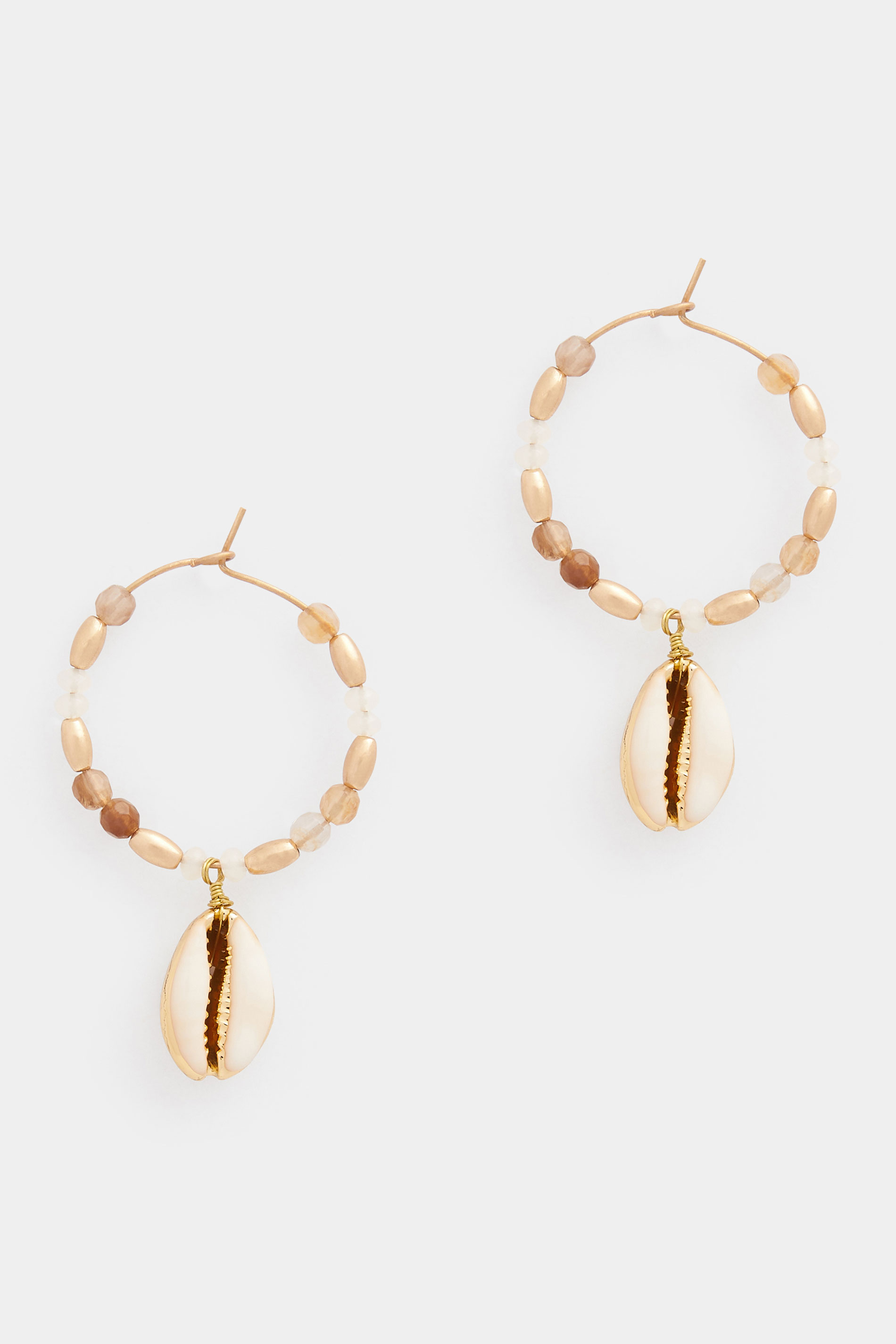 Gold Tone Shell Bead Hoop Earrings | Yours Clothing 3