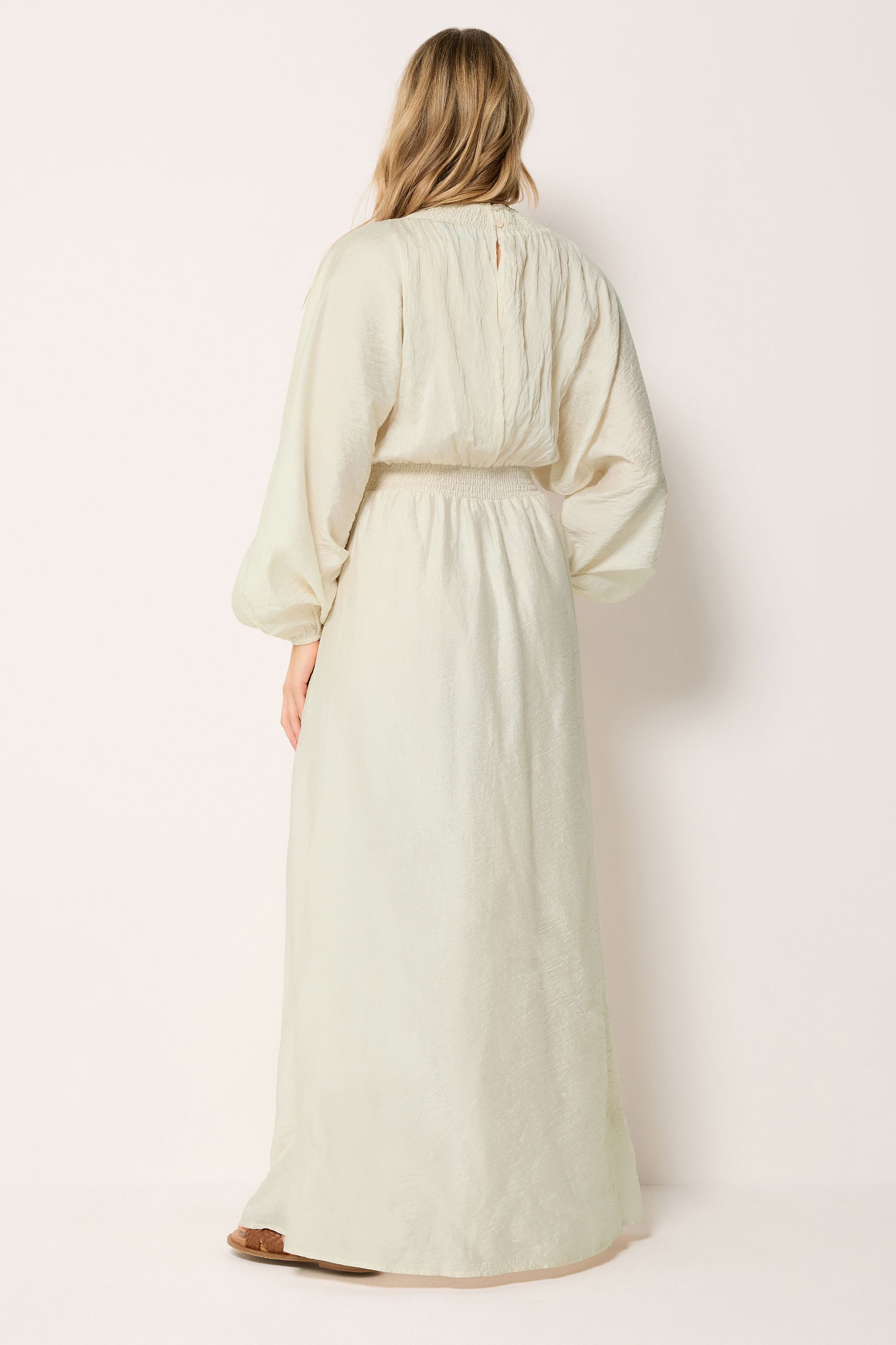 LTS Tall Women's Cream Textured Shirred Detail Maxi Dress | Long Tall Sally 5
