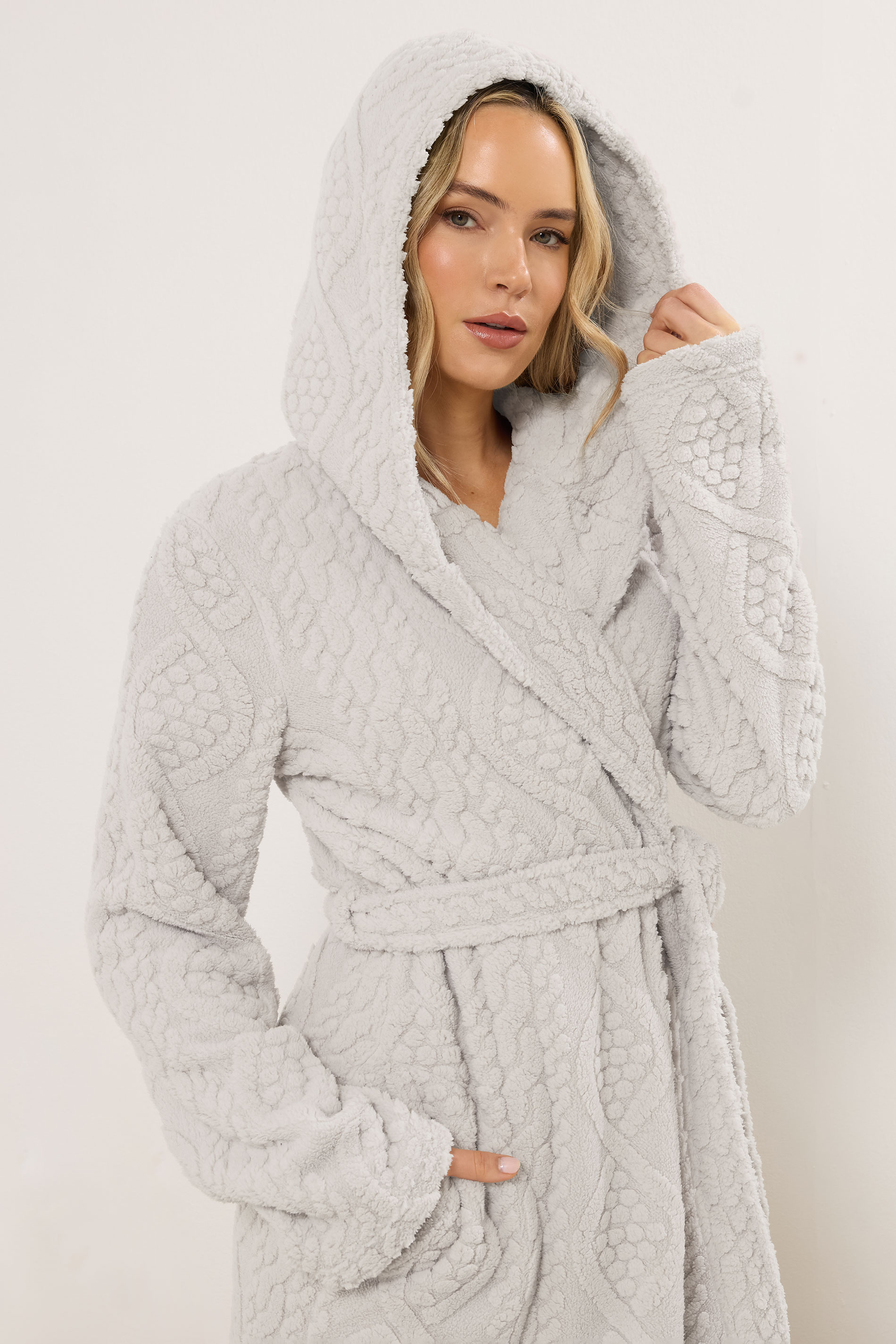 LTS Tall Natural Brown Cable Maxi Dressing Gown | Long Tall Sally  4