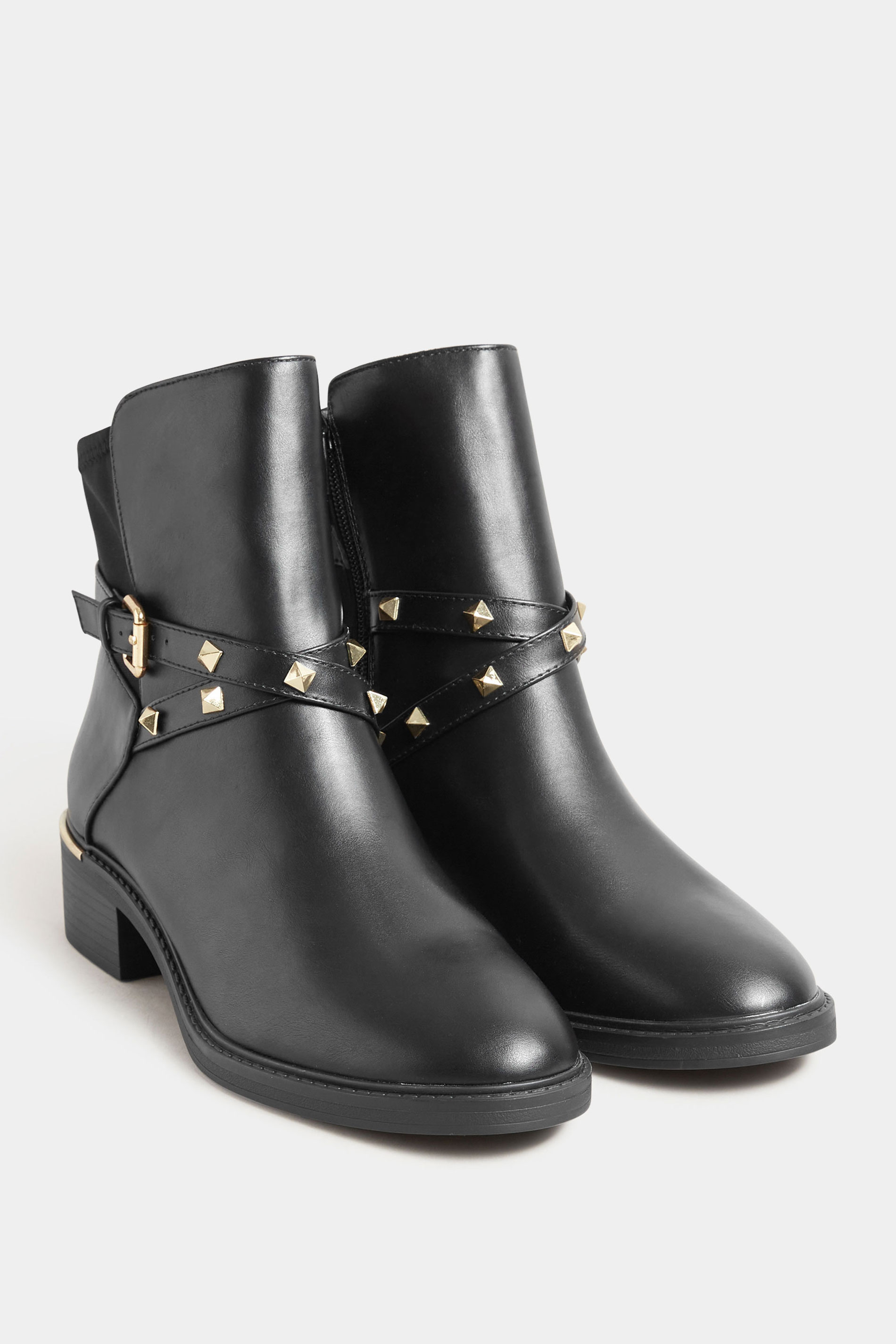 LTS Black & Gold Hardware Chelsea Boots In Standard Fit | Long Tall Sally 2