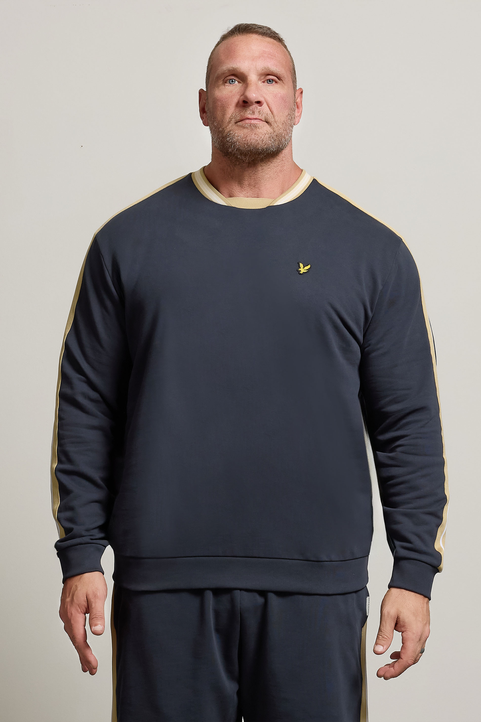 LYLE & SCOTT Big & Tall Navy Blue Contrast Taped Sweatshirt | BadRhino 1