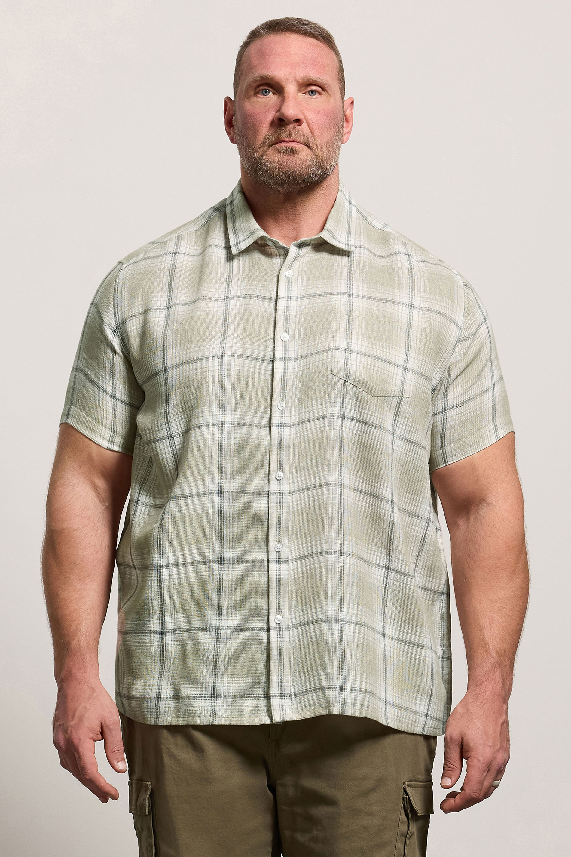 BadRhino Big & Tall Green Textured Check Print Shirt | BadRhino 1