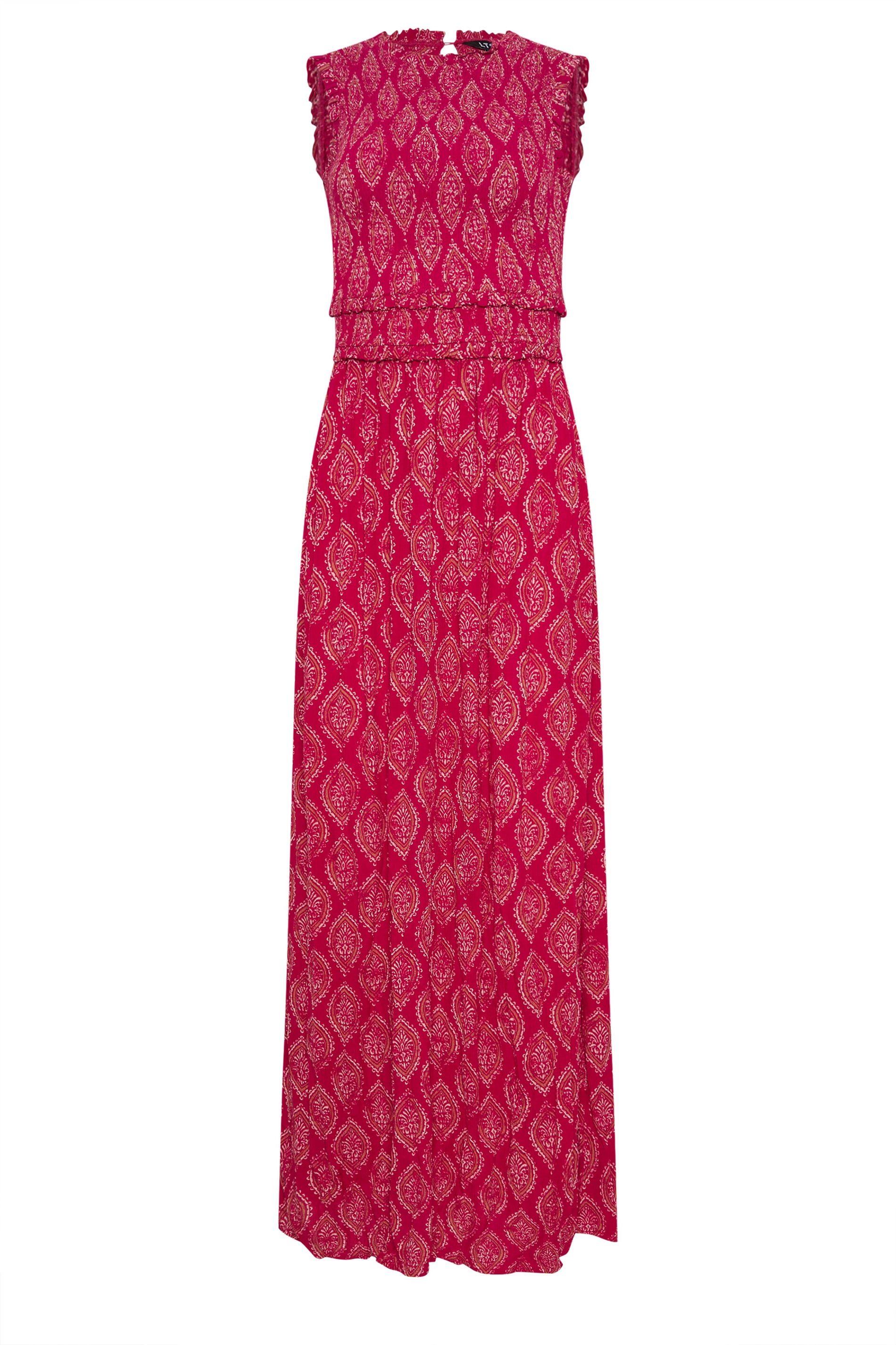 LTS Tall Women's Pink Paisley Shirred Maxi Dress | Long Tall Sally 6