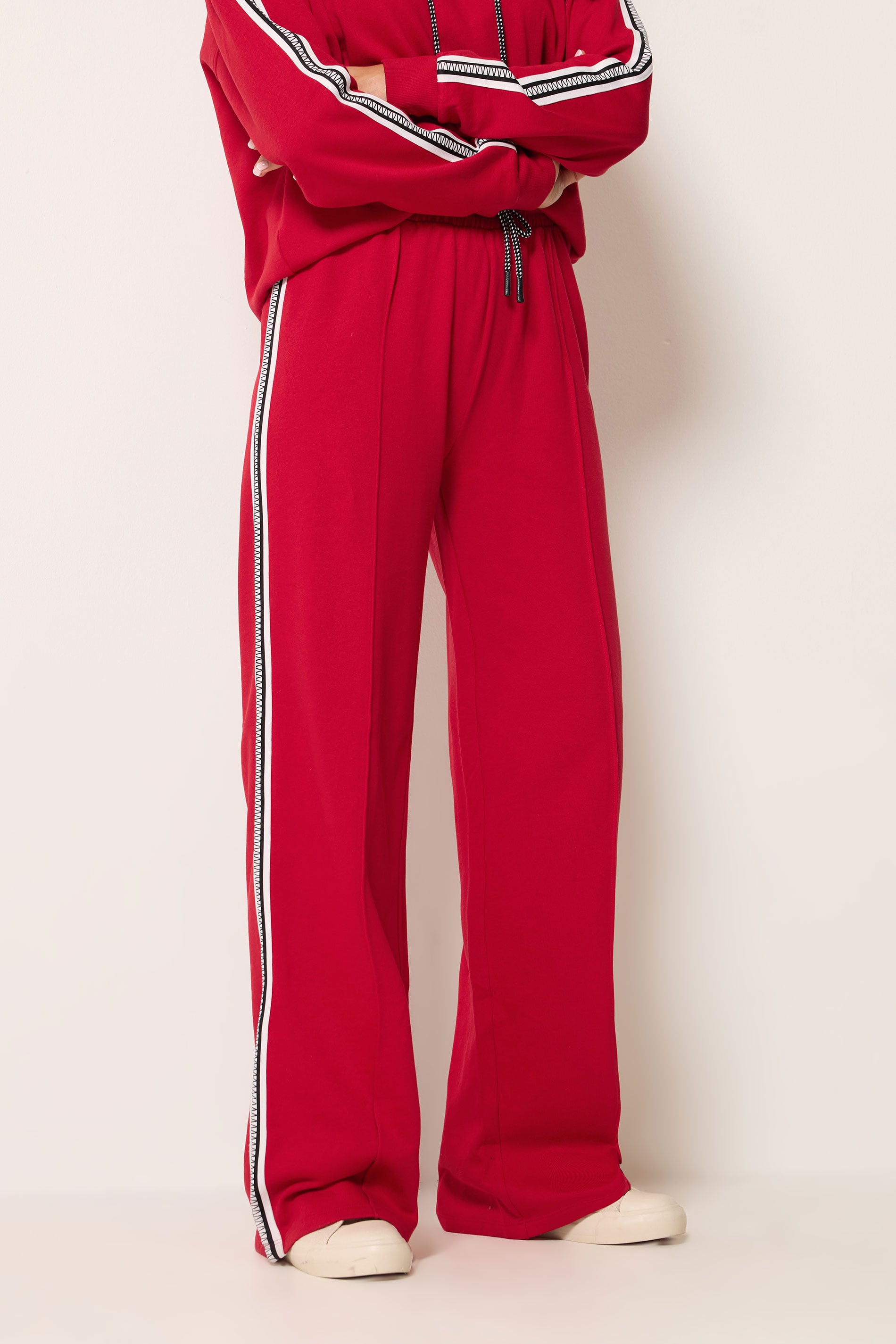 LTS Tall Women's Red Side Tape Wide Leg Joggers | Long Tall Sally 1