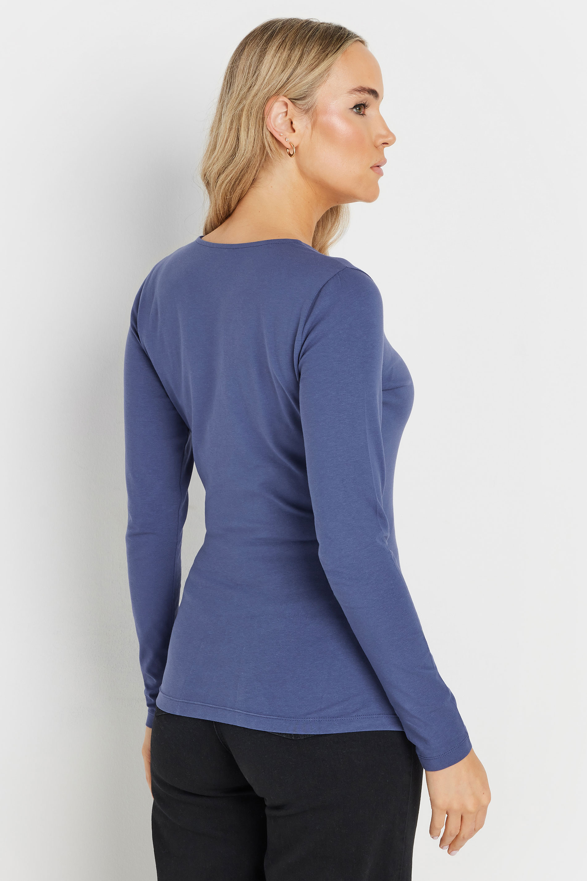 LTS Tall Blue Long Sleeve Wrap Top | Long Tall Sally 3